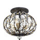 Bask 3 Light 18 inch Matte Black and French Gold Semi-Flush Ceiling Light