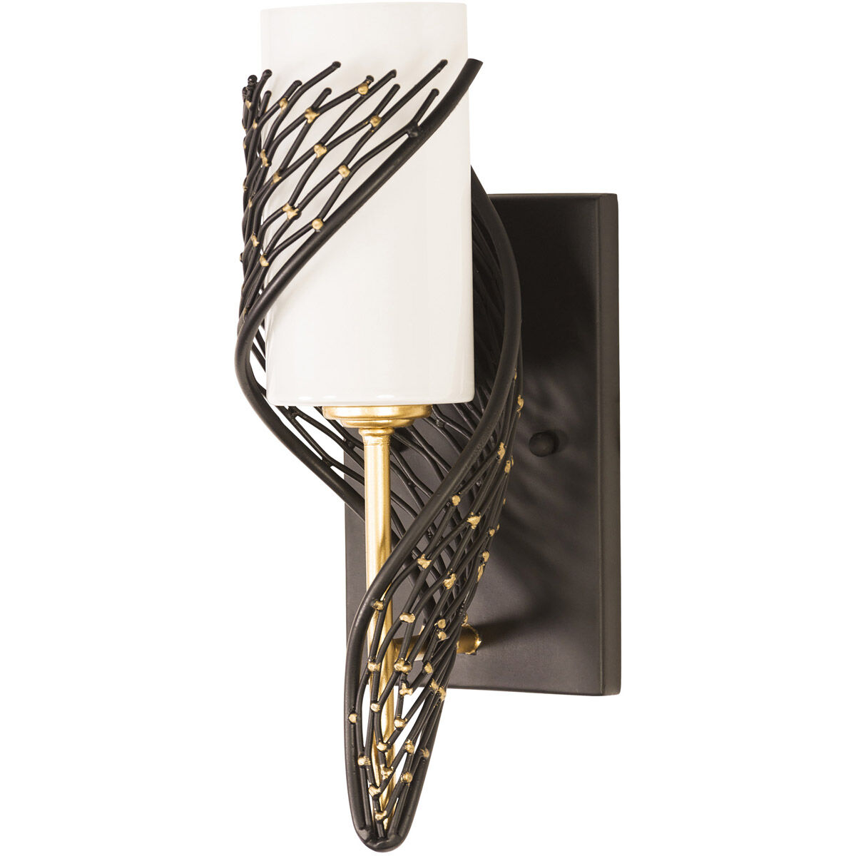 Flow Sconce Wall Light in Left, Matte Black/French Gold, Left