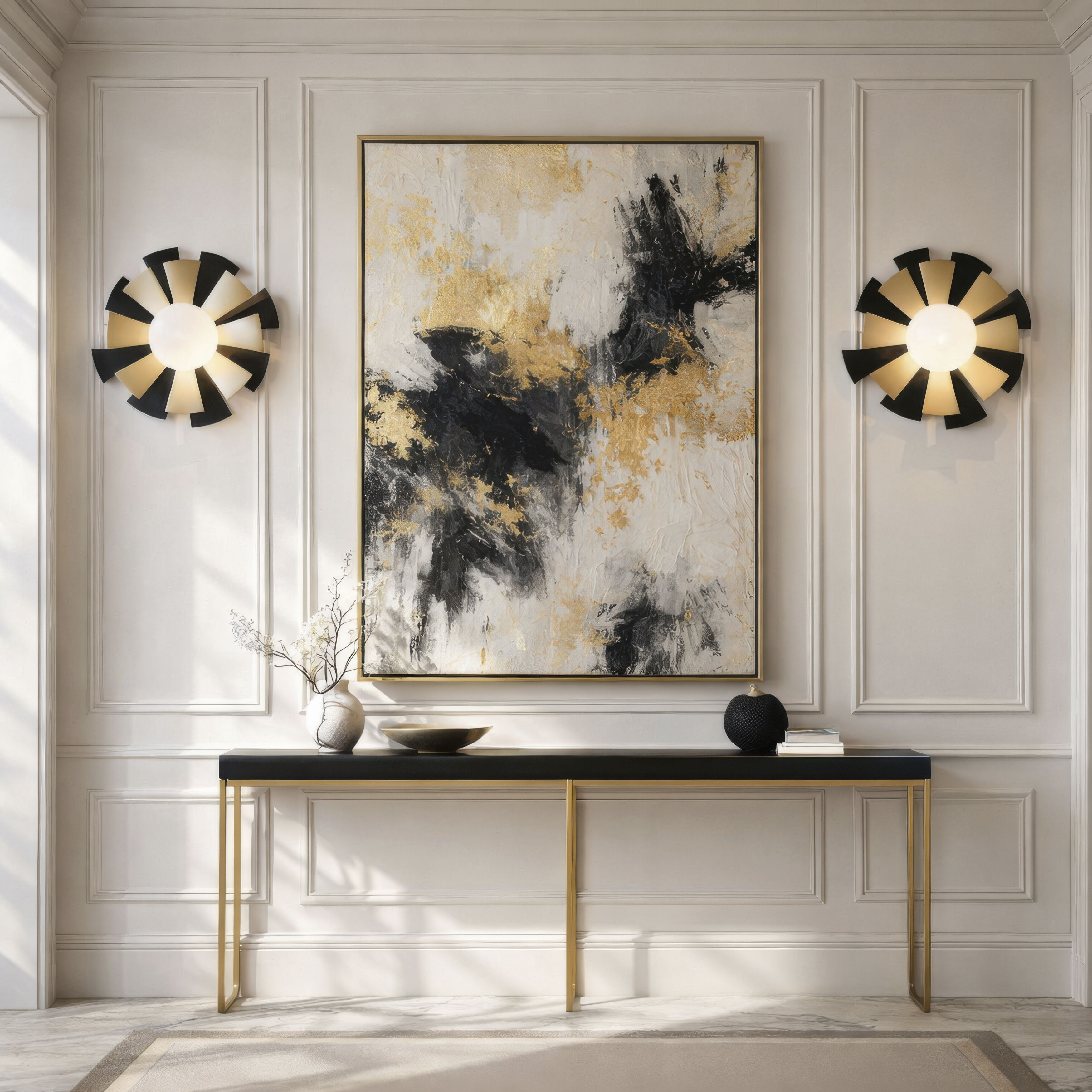 Daphne 1 Light 24 inch Matte Black and French Gold Convertible Flush Mount Ceiling Light, Smithsonian Collaboration