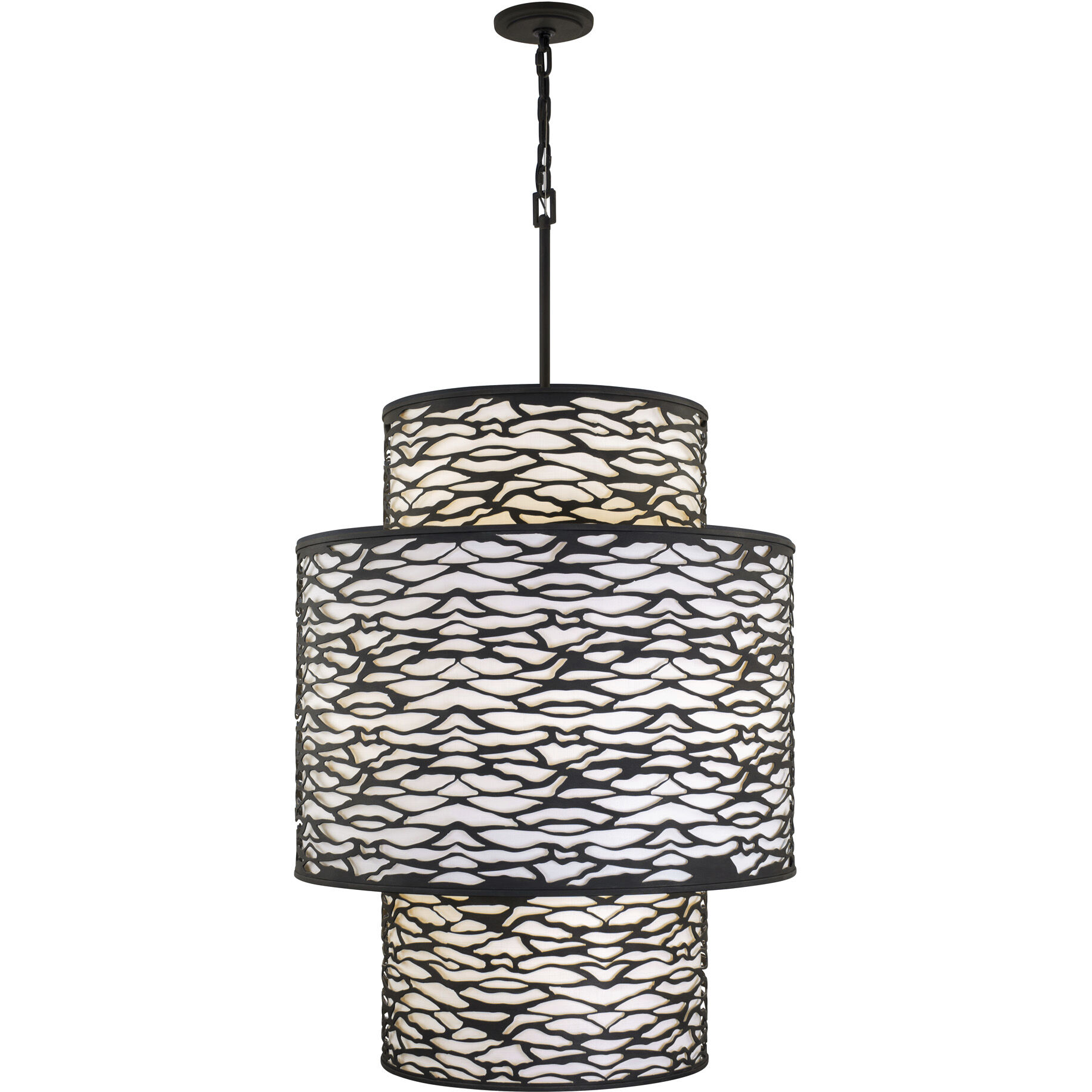 Kato 16 Light 32 inch Carbon Black Chandelier Ceiling Light