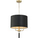 Secret Agent 3 Light 18 inch Gold and Black Leather Pendant Ceiling Light