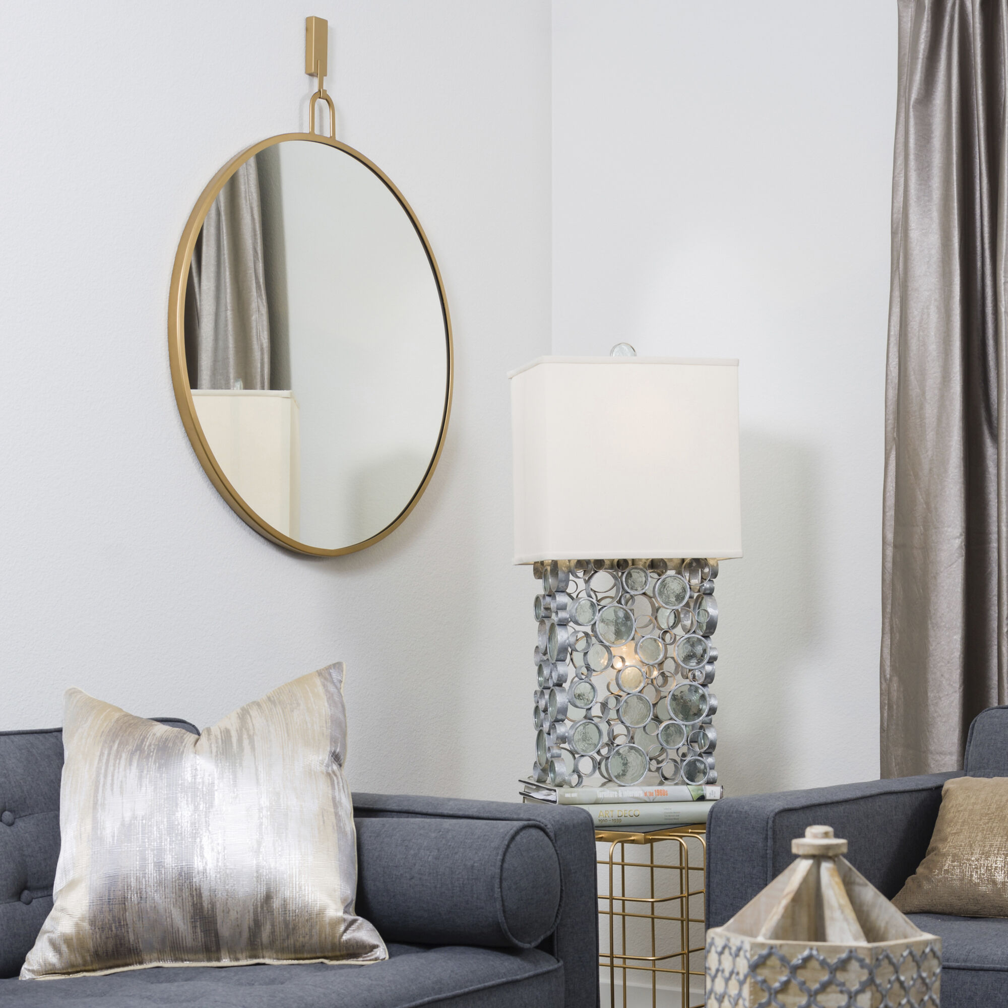 Stopwatch 33.25 X 30 inch Gold Accent Mirror, Varaluz Casa