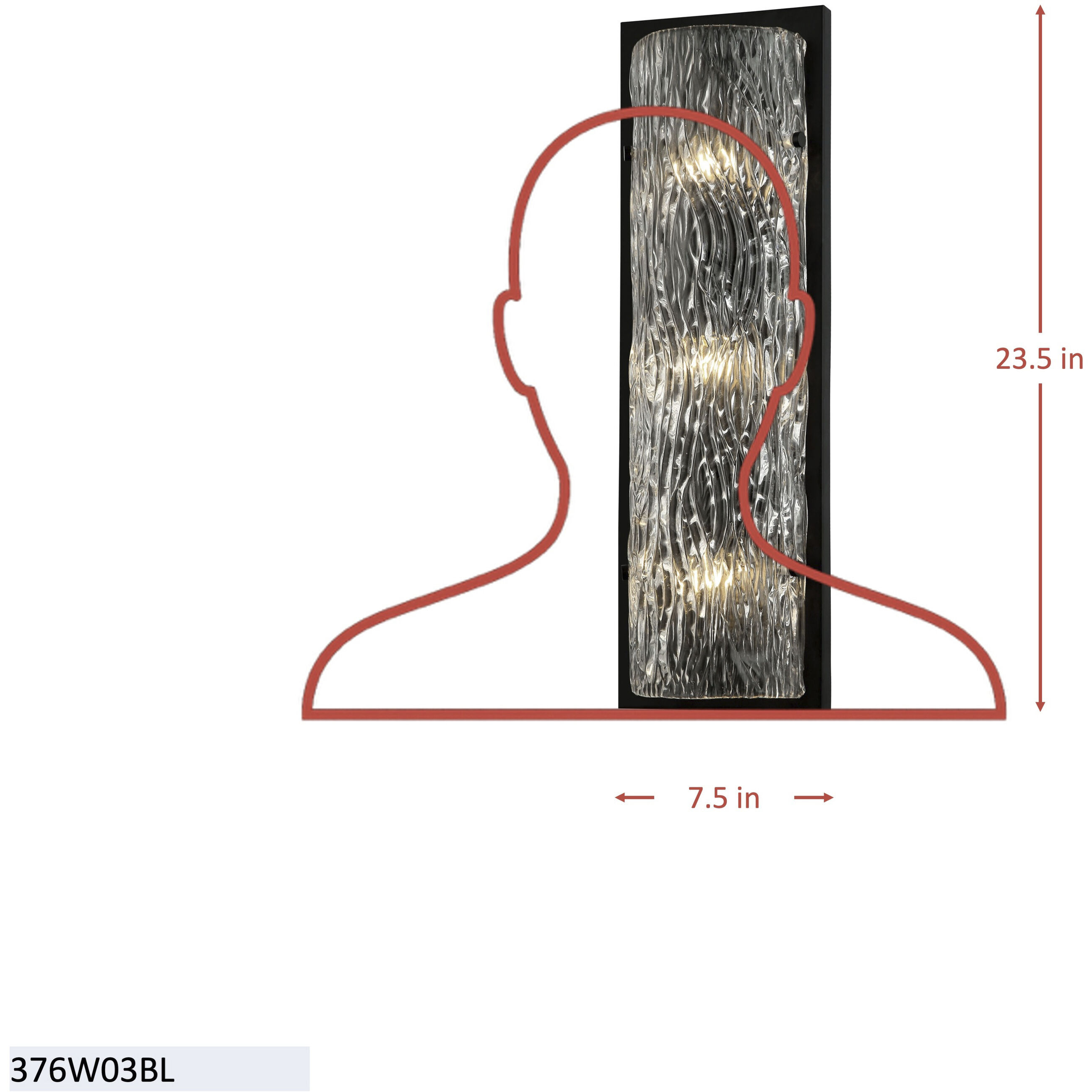 Morgan 3 Light 7.5 inch Black ADA Wall Sconce Wall Light