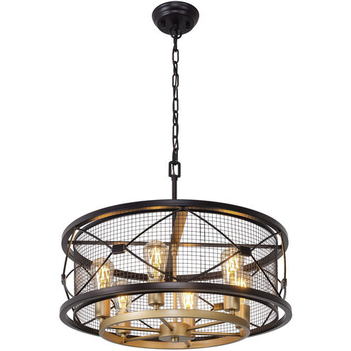 Harlequin 6 Light 23 inch Warm Bronze and Gold Pendant Ceiling Light