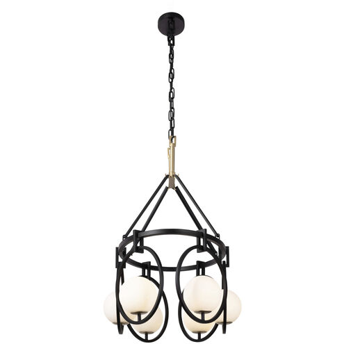 Stopwatch 6 Light 34.5 inch Matte Black and French Gold Linear Pendant Ceiling Light
