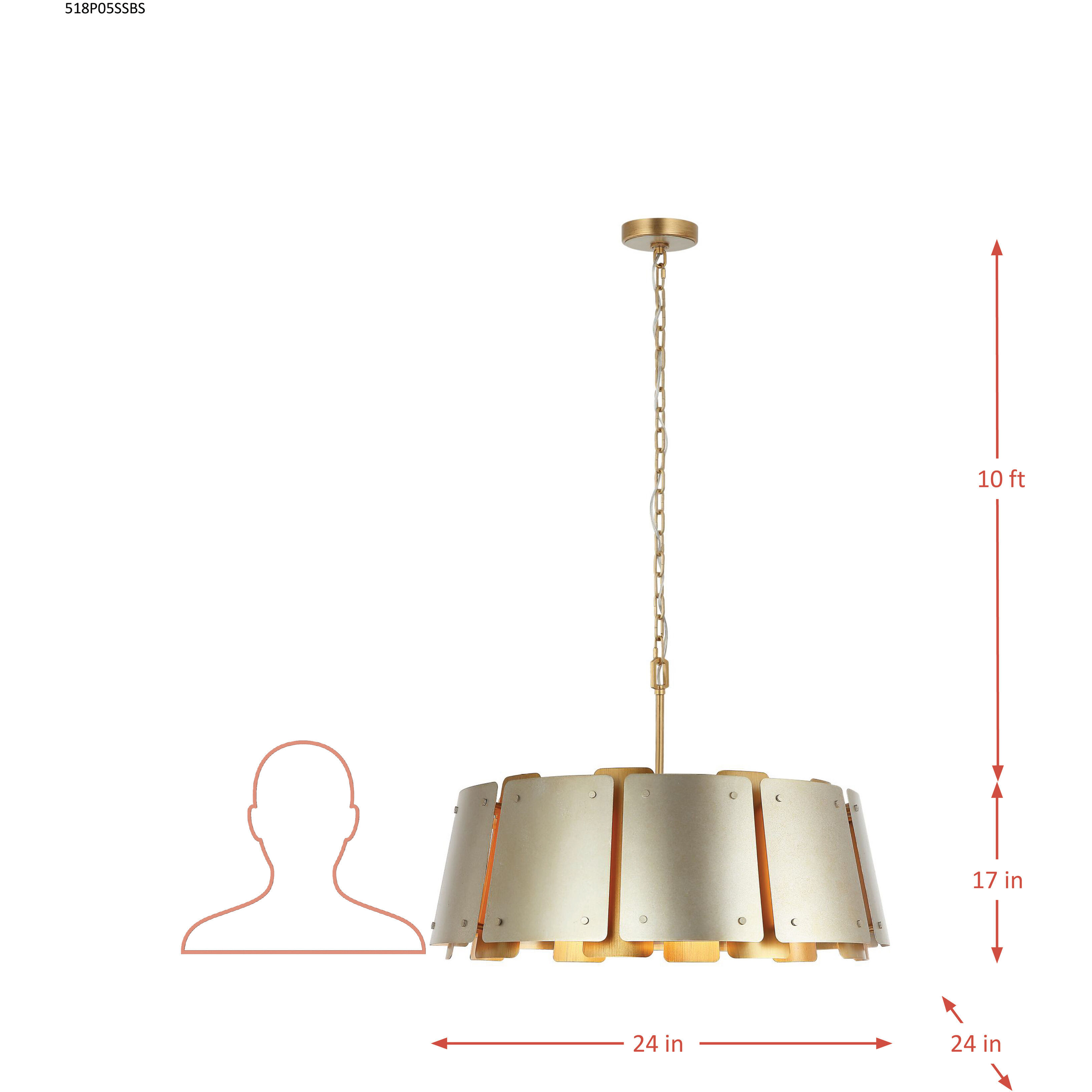 Peep Show 5 Light 24 inch Sunwashed Silver and Brushed Sienna Pendant Ceiling Light