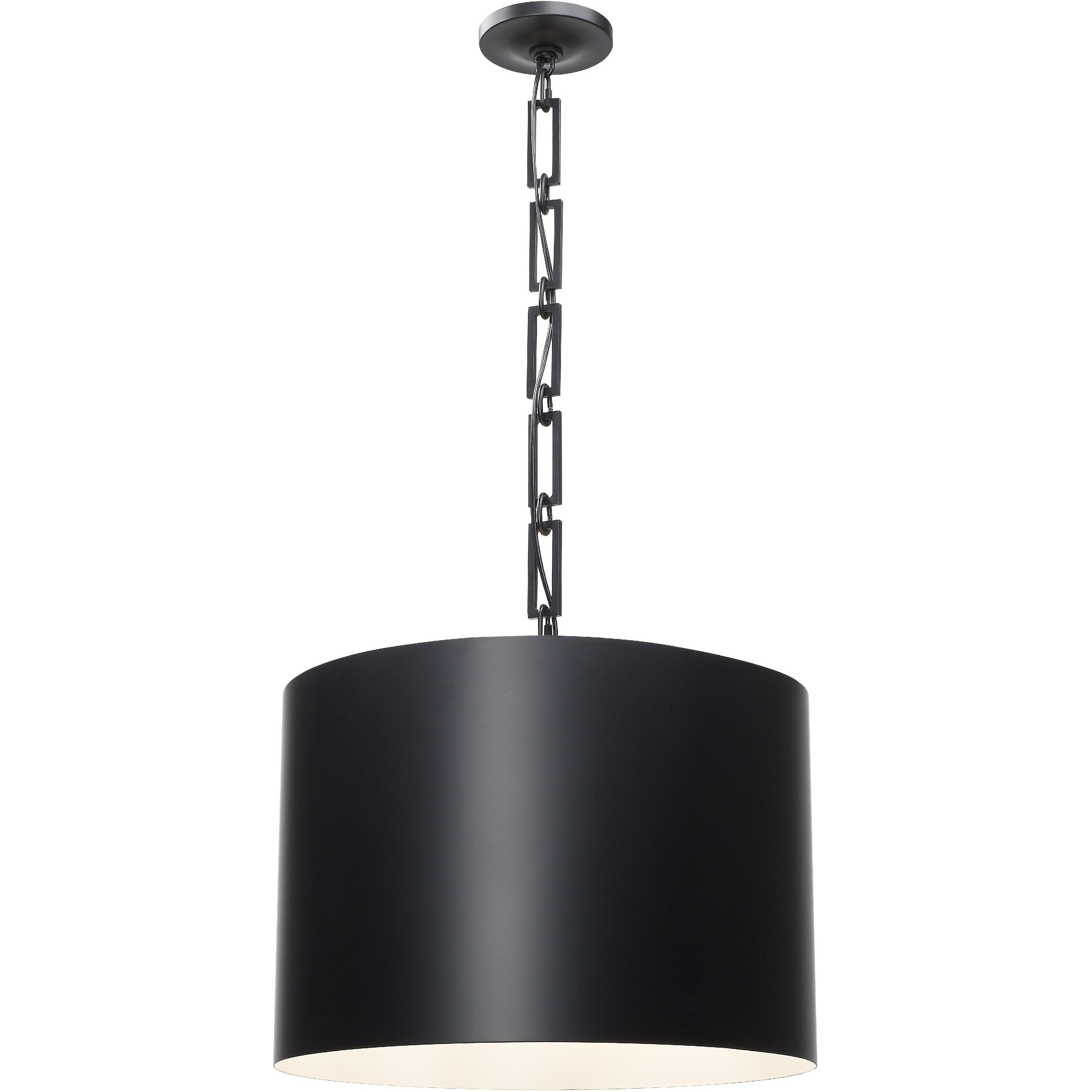 Alston Pendant Ceiling Light in Matte Black with White