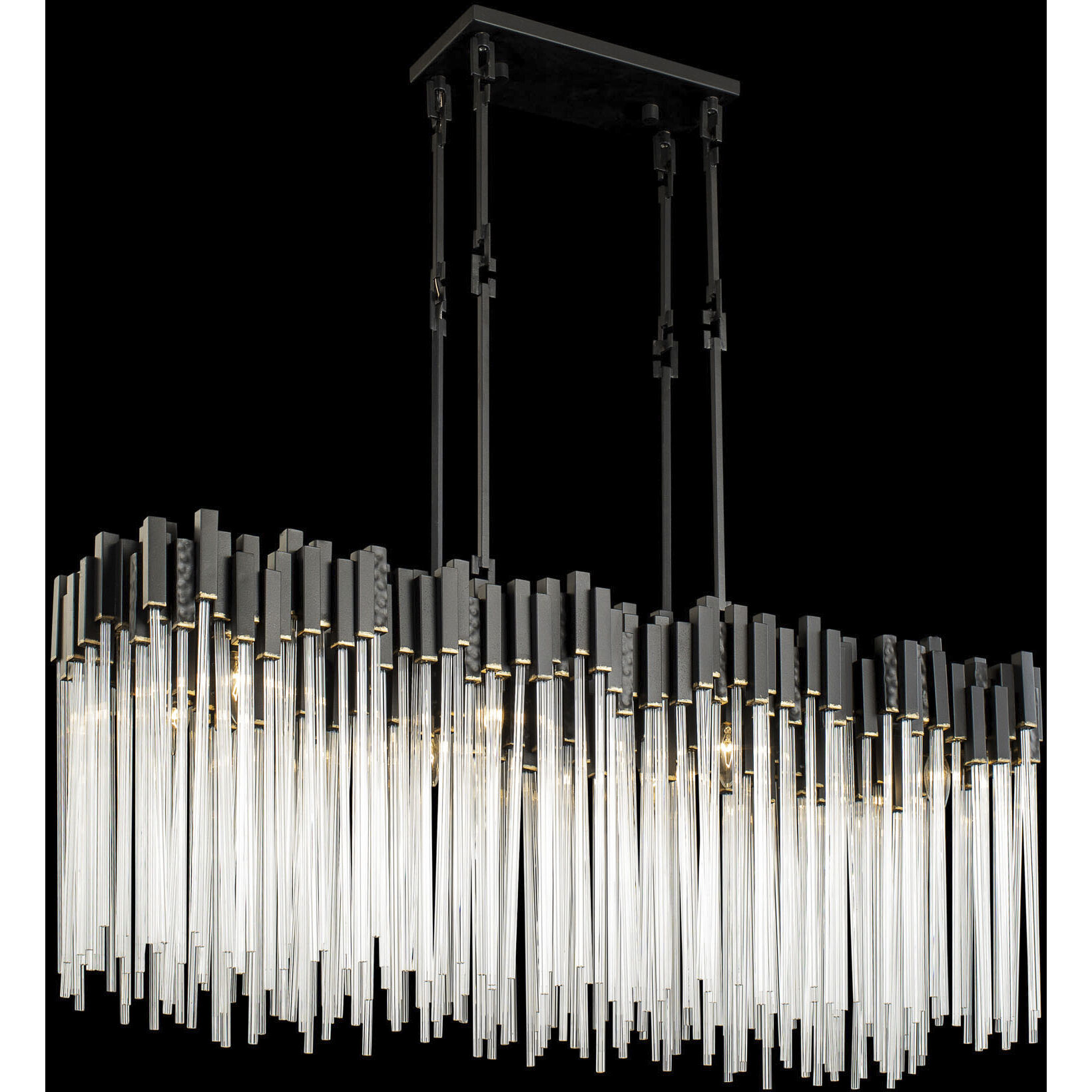 Matrix 8 Light 48.25 inch Matte Black and French Gold Linear Pendant Ceiling Light
