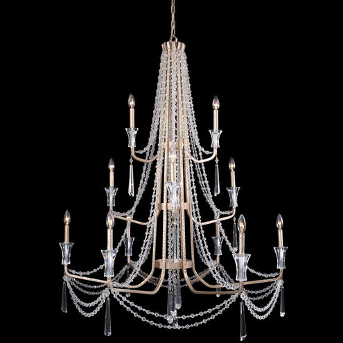 Barcelona 12 Light 44 inch Transcend Silver Chandelier Ceiling Light, 3-Tier, Optic Crystal