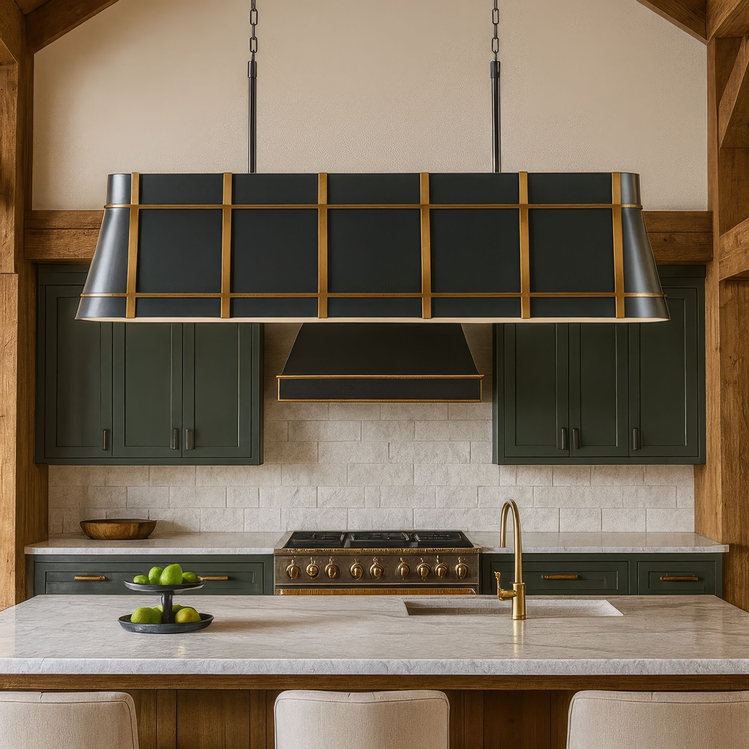 Brasserie 6 Light 62 inch Blackened Zinc and Heritage Bronze Linear Pendant Ceiling Light