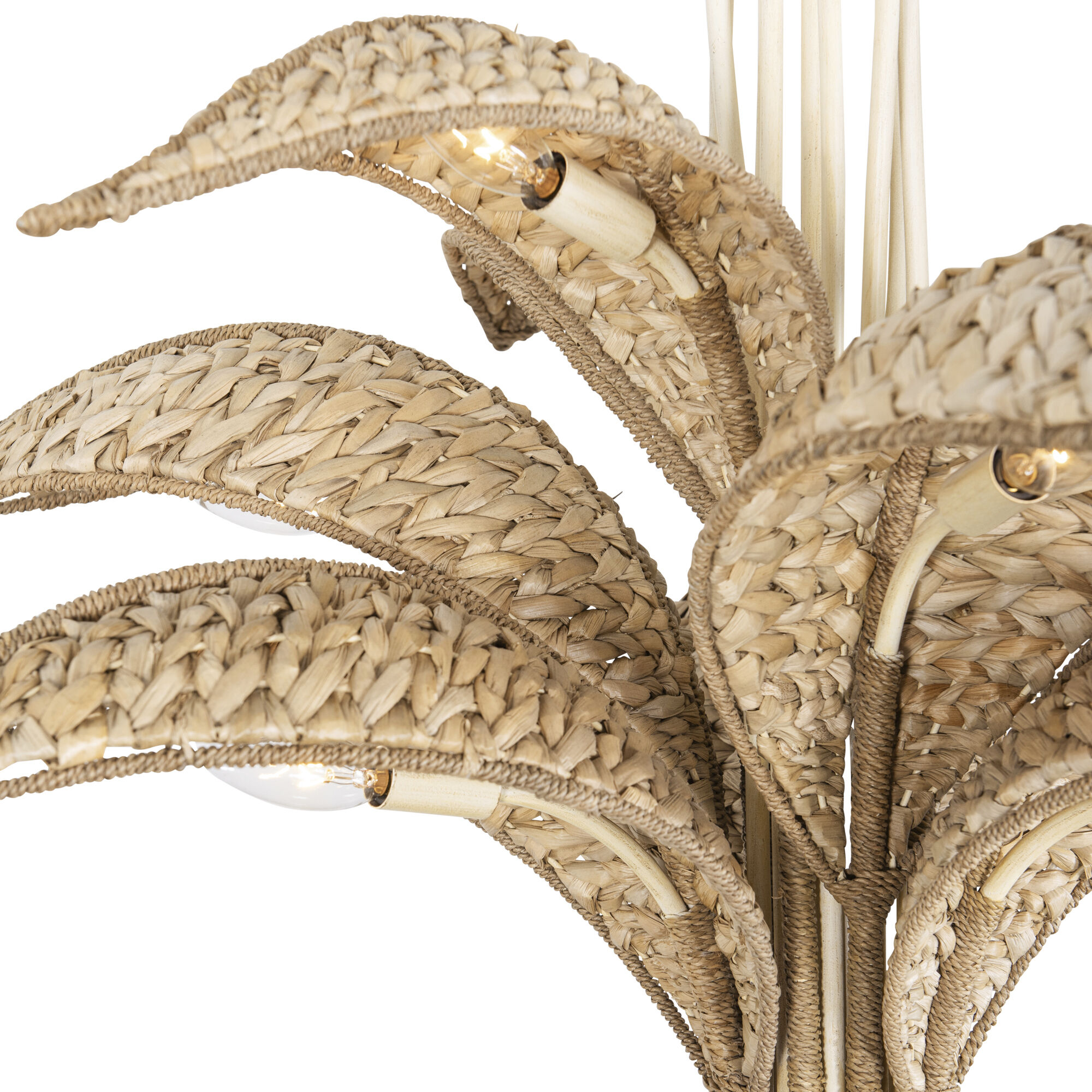 Century Palm 9 Light 38 inch Country White Chandelier Ceiling Light