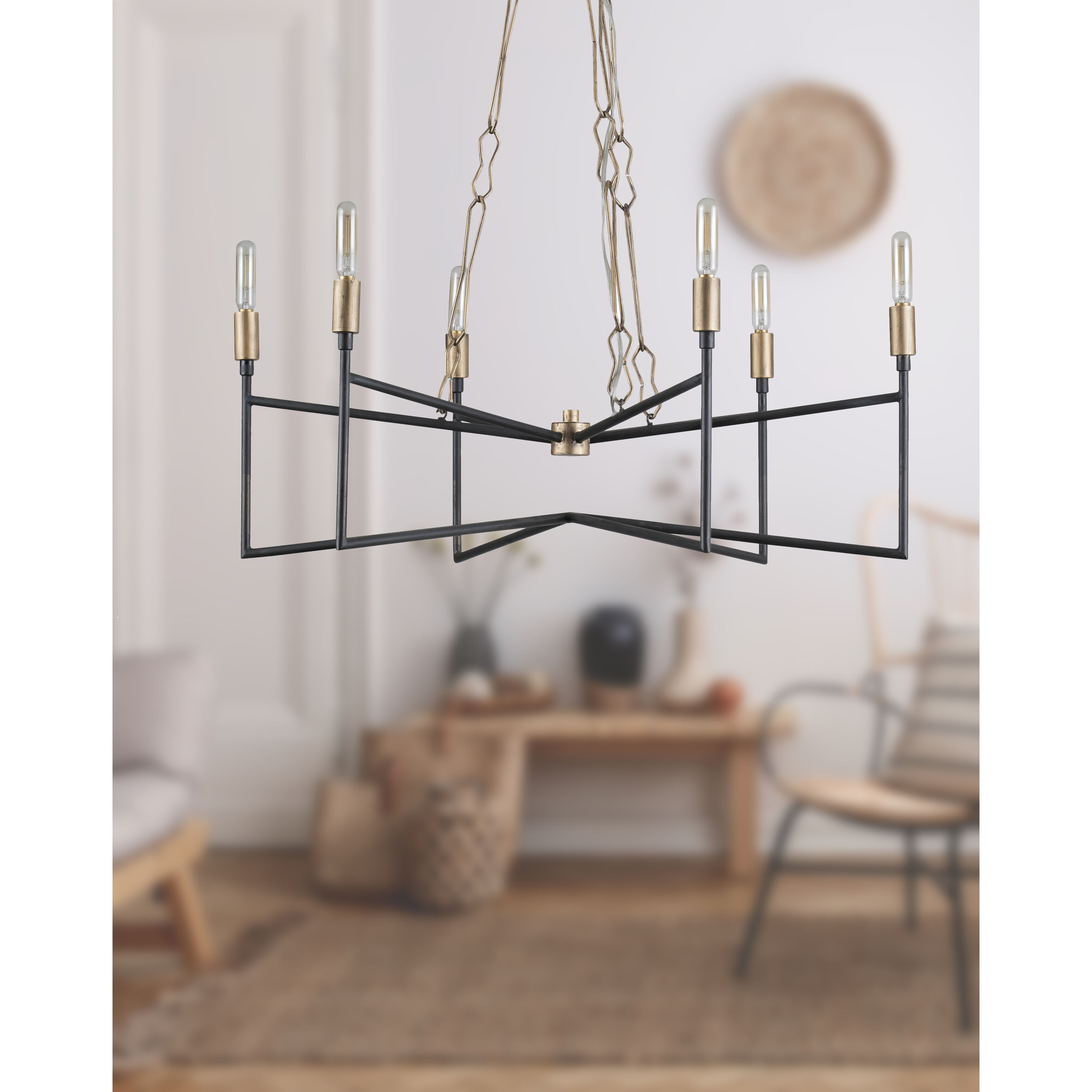 Bodie 6 Light 26 inch Havana Gold and Carbon Chandelier Ceiling Light