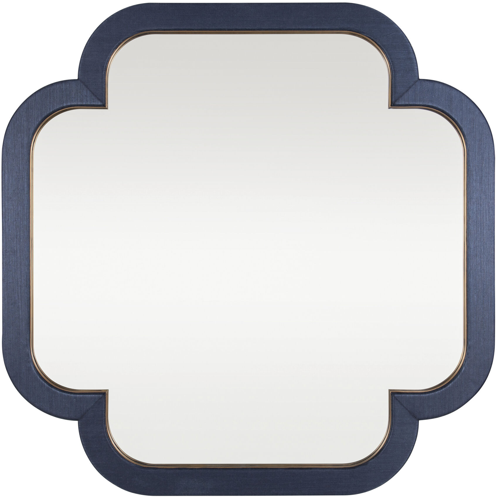 Swiss 50 X 50 inch Dark Blue Grasscloth with Weathered Brass Wall Mirror, Varaluz Casa