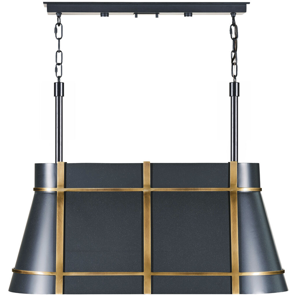 Brasserie 3 Light 32.5 inch Blackened Zinc and Heritage Bronze Linear Pendant Ceiling Light