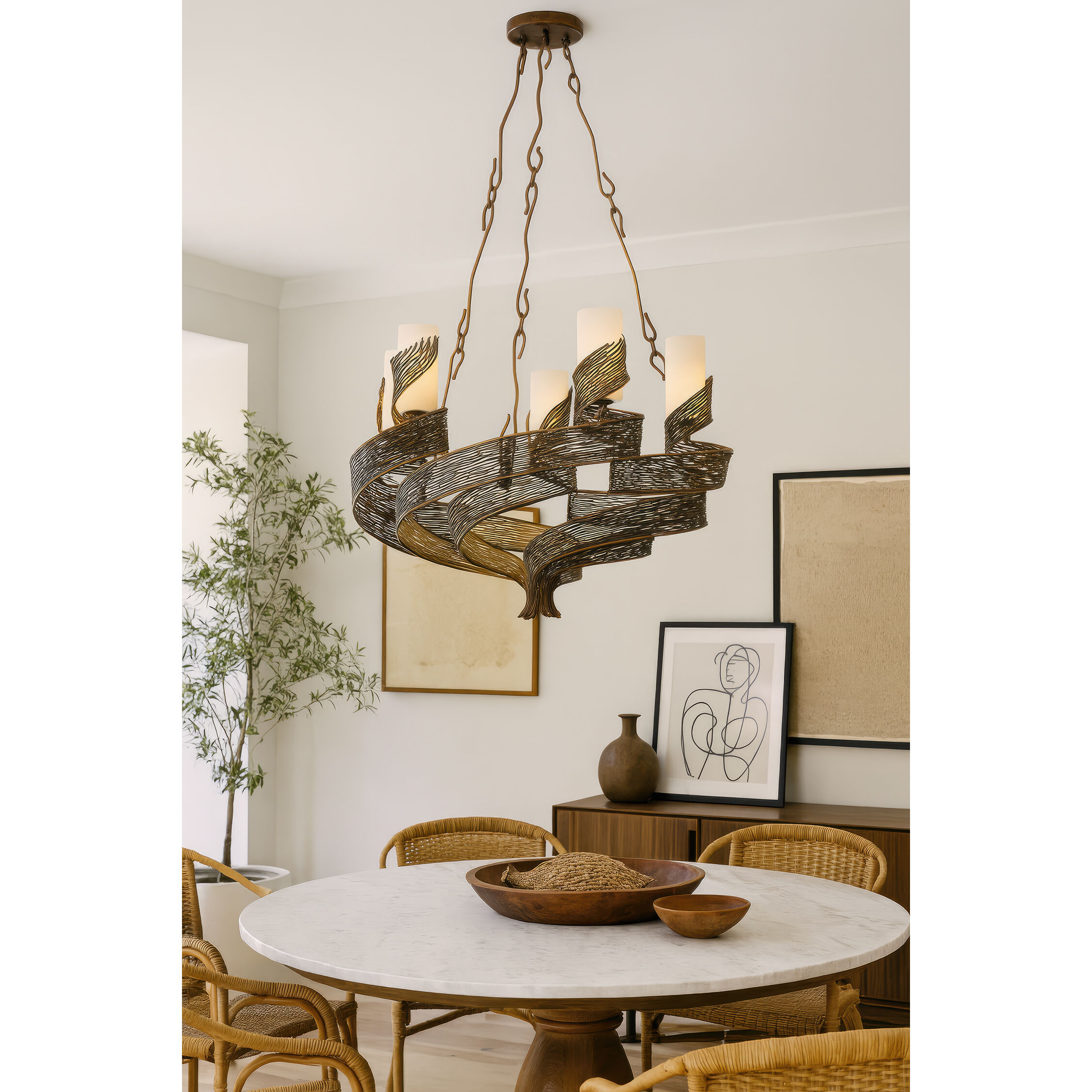 Flow 6 Light 28.5 inch Hammered Ore Chandelier Ceiling Light