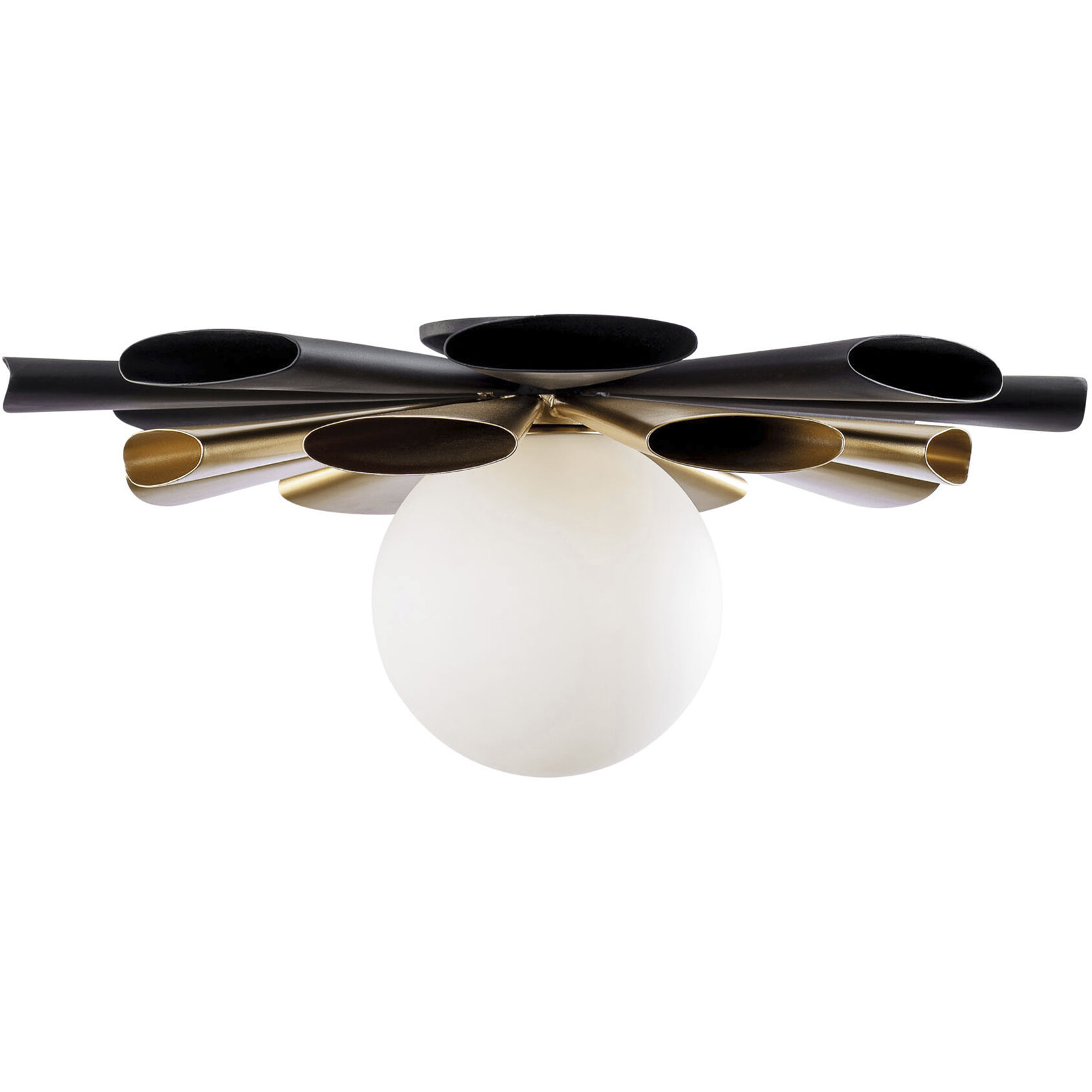 Daphne 1 Light 18 inch Matte Black and French Gold Convertible Flush Mount Ceiling Light, Smithsonian Collaboration