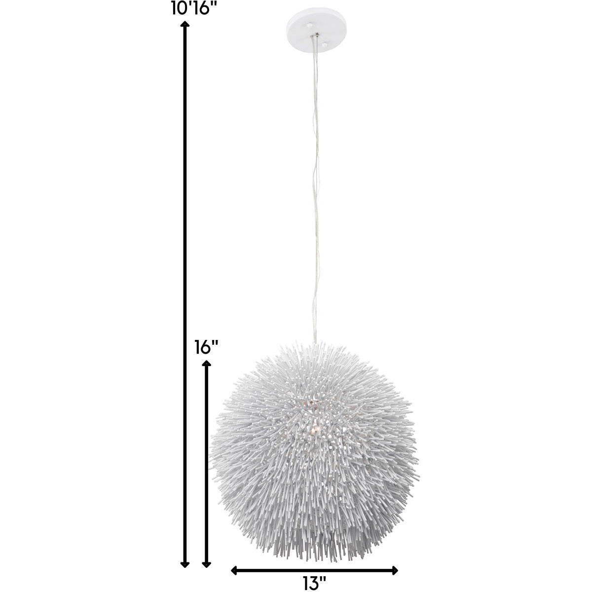 Urchin 1 Light 13 inch White Pendant Ceiling Light