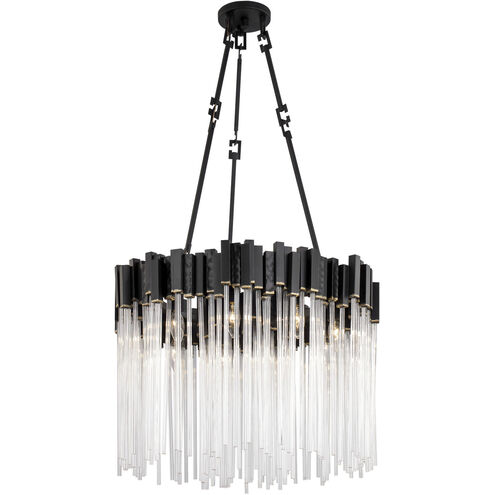 Matrix 9 Light 25 inch Matte Black and French Gold Pendant Ceiling Light