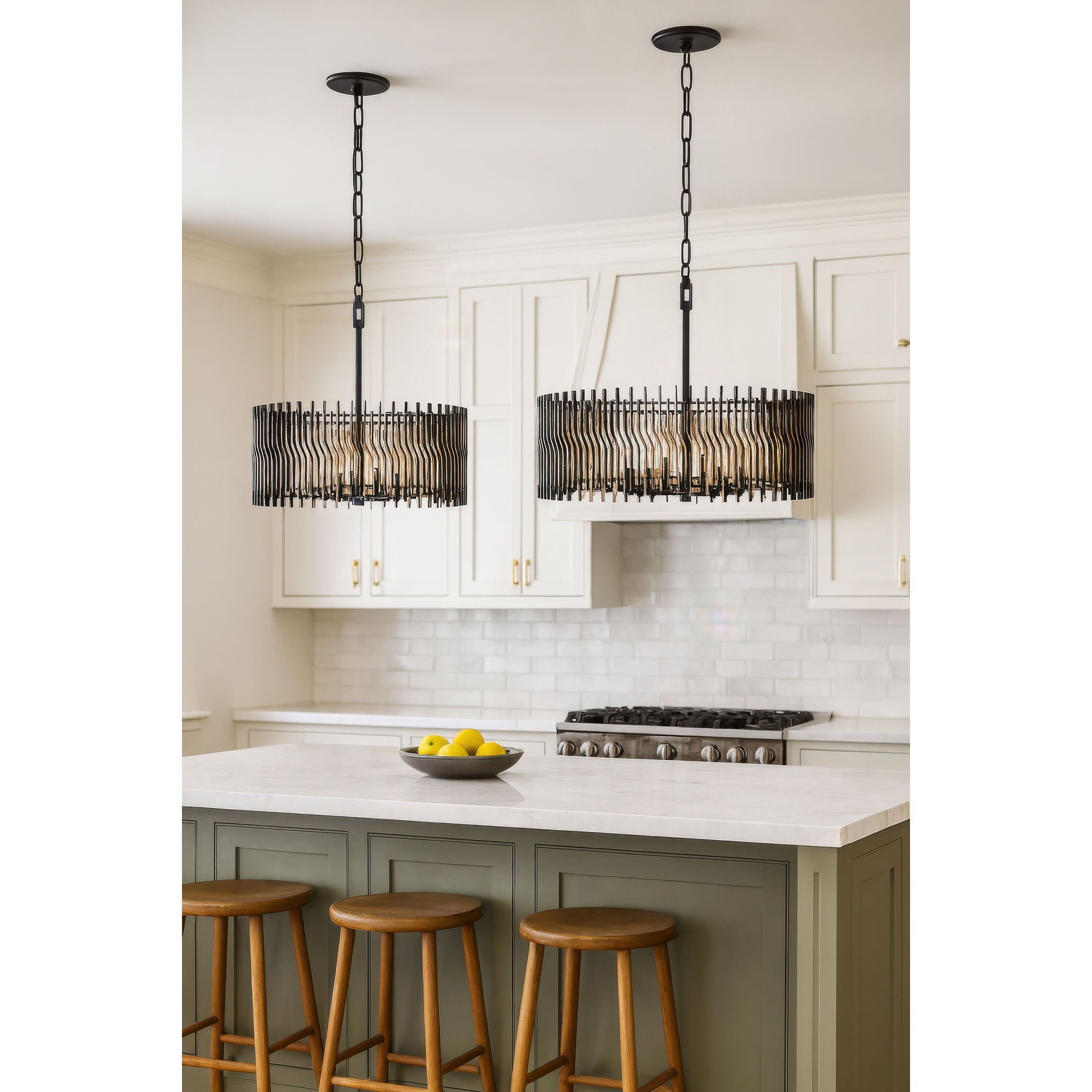 Park Row 8 Light 32 inch Matte Black and French Gold Pendant Ceiling Light, Smithsonian Collaboration
