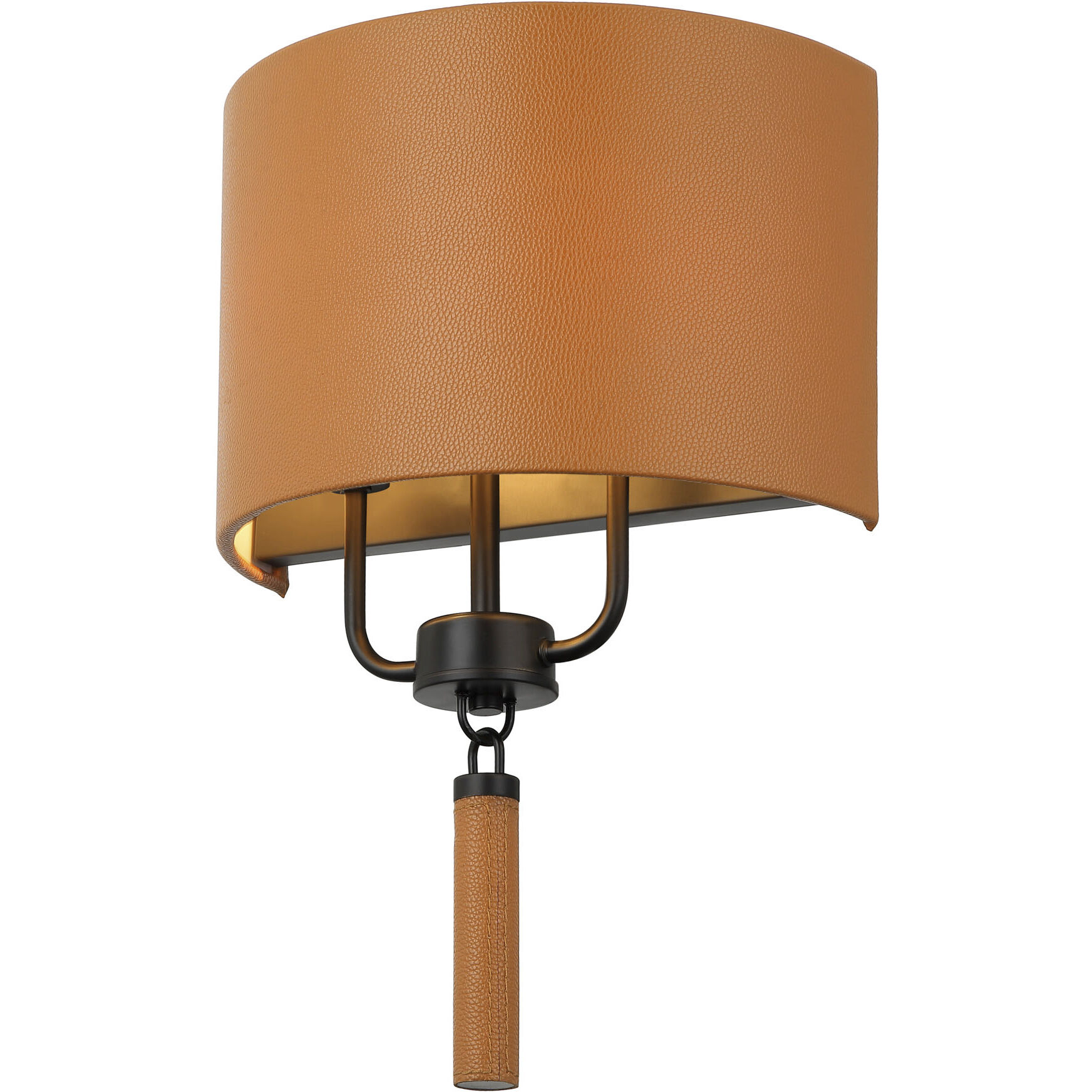 Secret Agent Sconce Wall Light in Black and Camel Leather