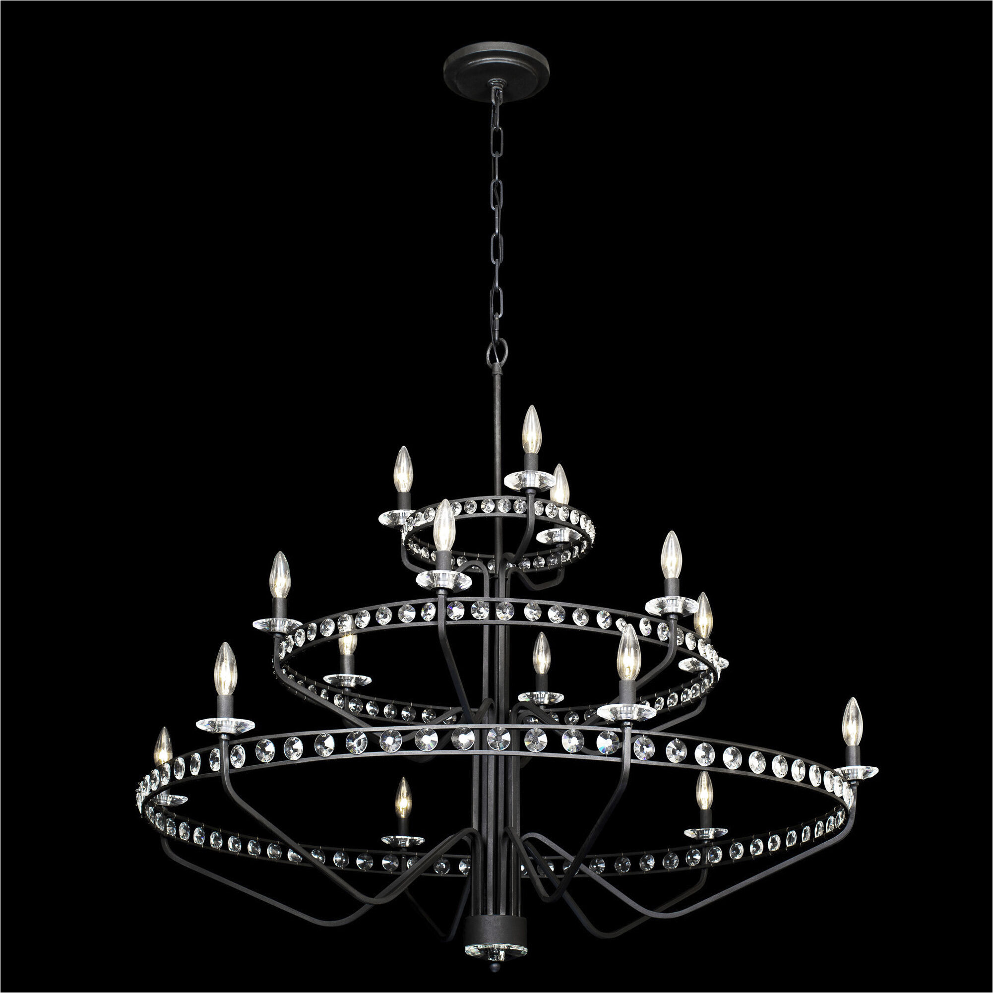 Monroe 15 Light 48 inch Carbon Black Chandelier Ceiling Light