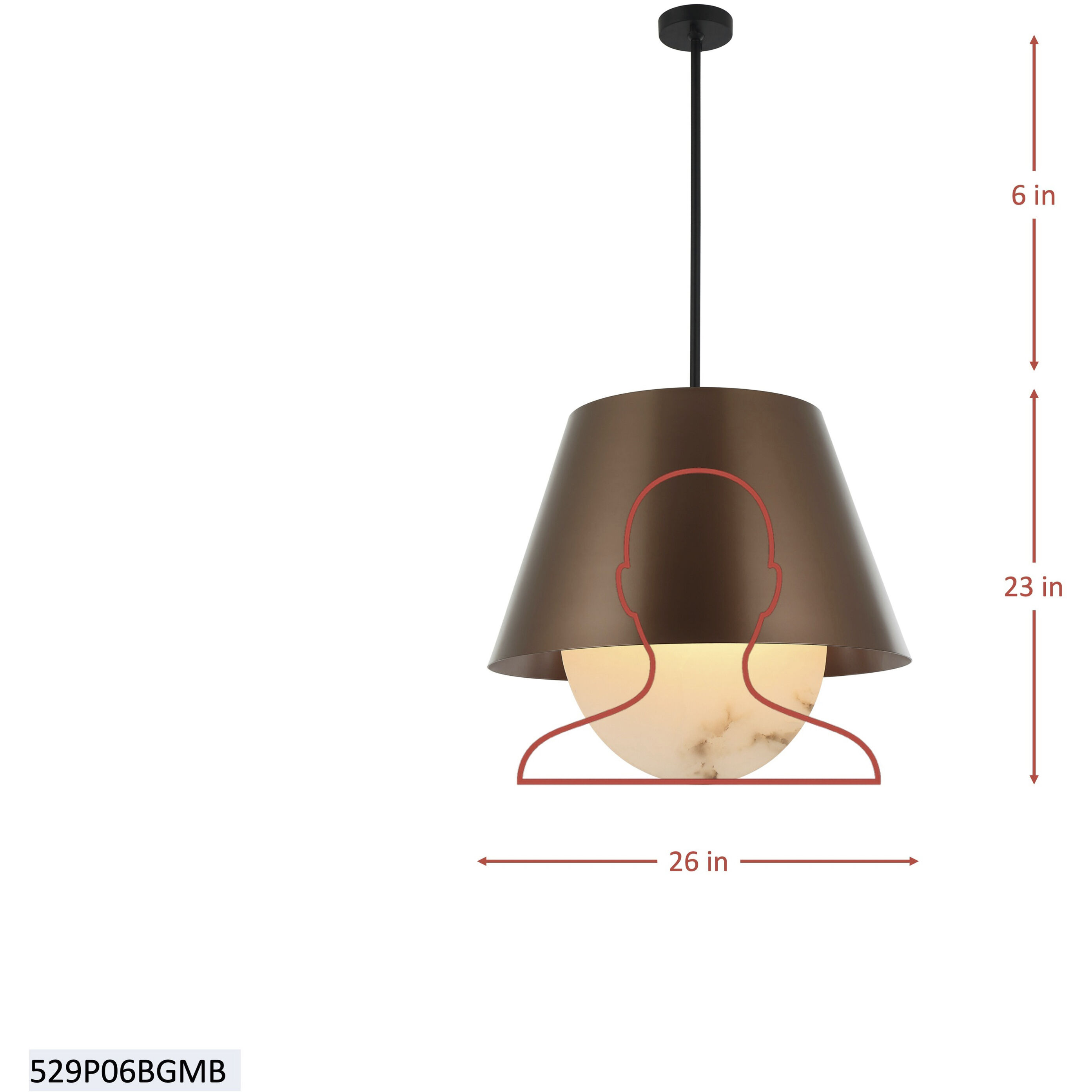 Rock On 6 Light 26 inch Brontourage and Matte Black Pendant Ceiling Light