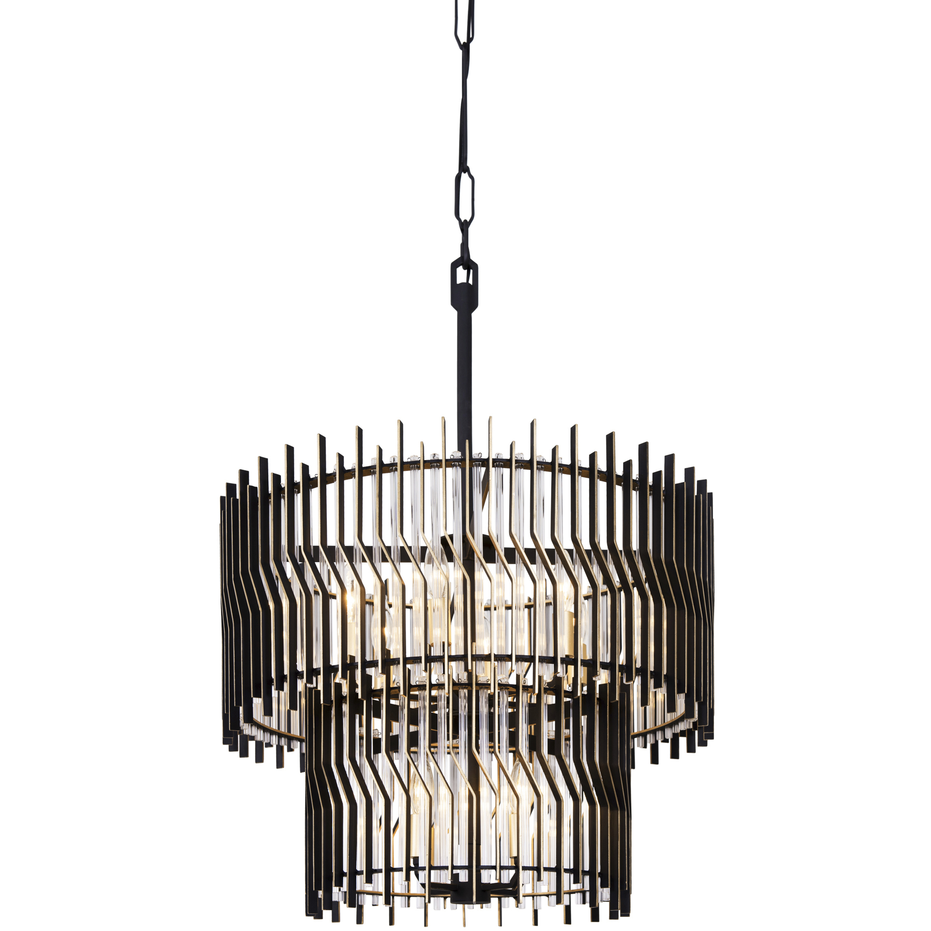 Park Row 10 Light 24 inch Matte Black and French Gold Chandelier Ceiling Light