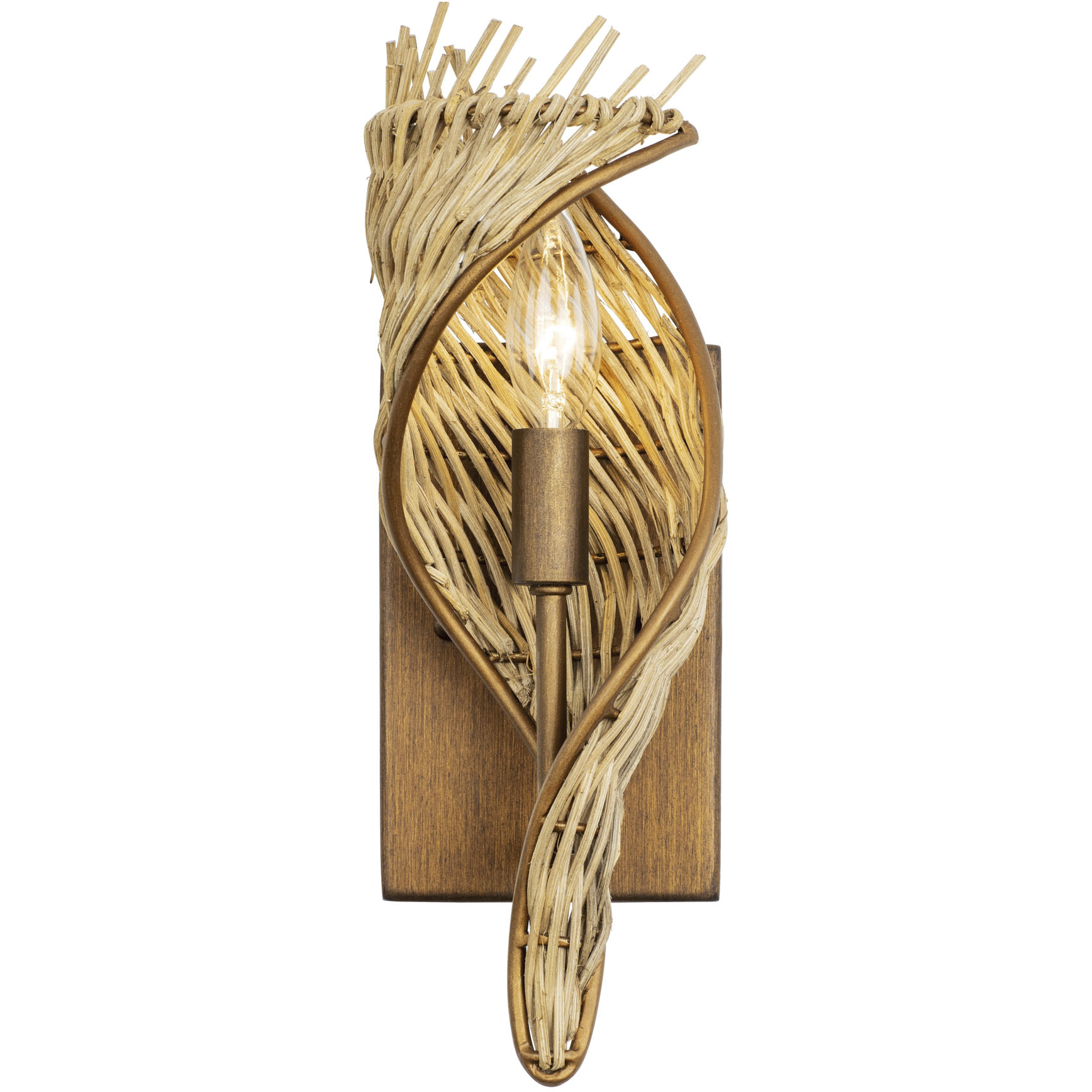 Flow 1 Light 5.5 inch Baguette and Natural Rattan Left Sconce Wall Light in Baguette/Natural Rattan, Smithsonian Collaboration