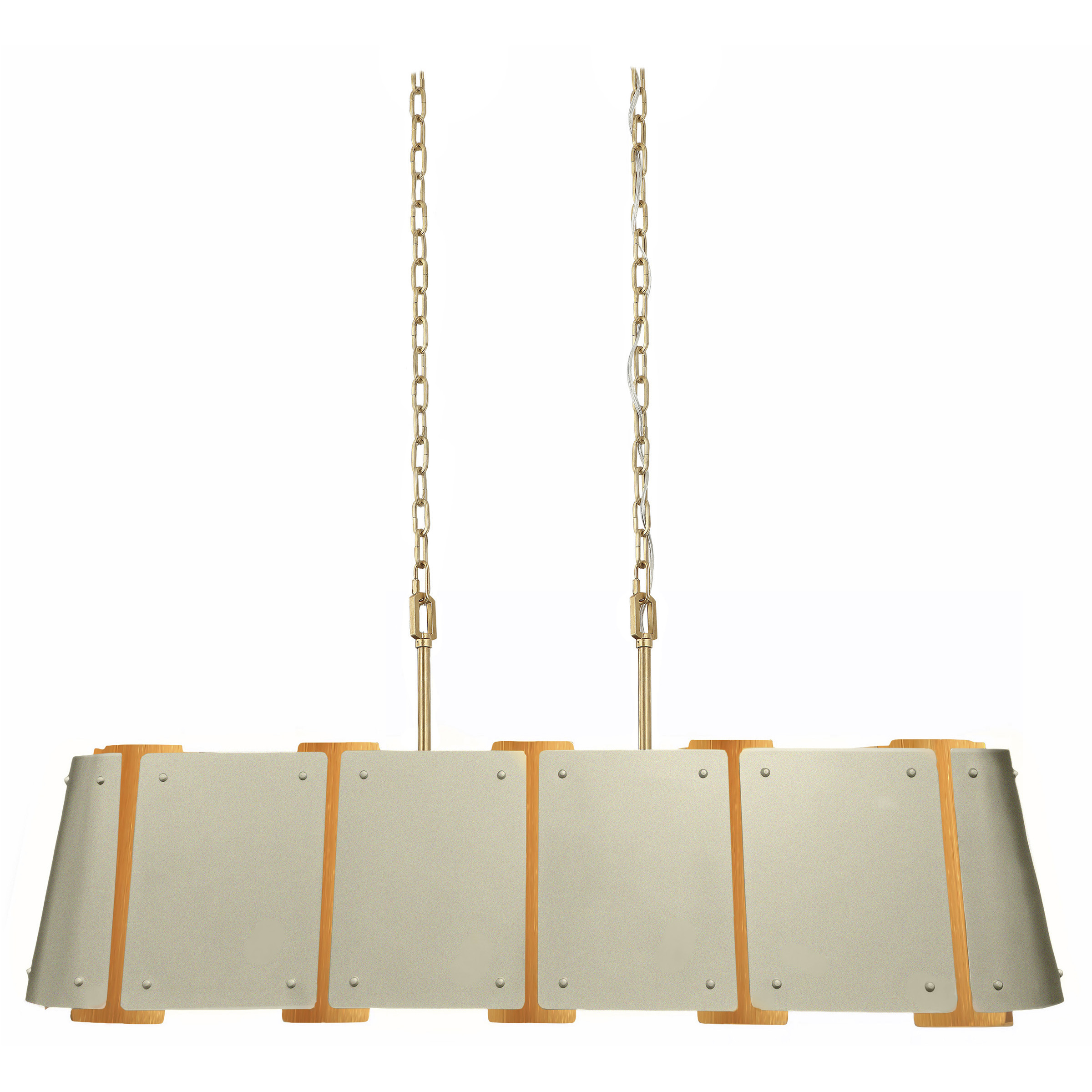 Peep Show 6 Light 42 inch Sunwashed Silver and Brushed Sienna Linear Pendant Ceiling Light