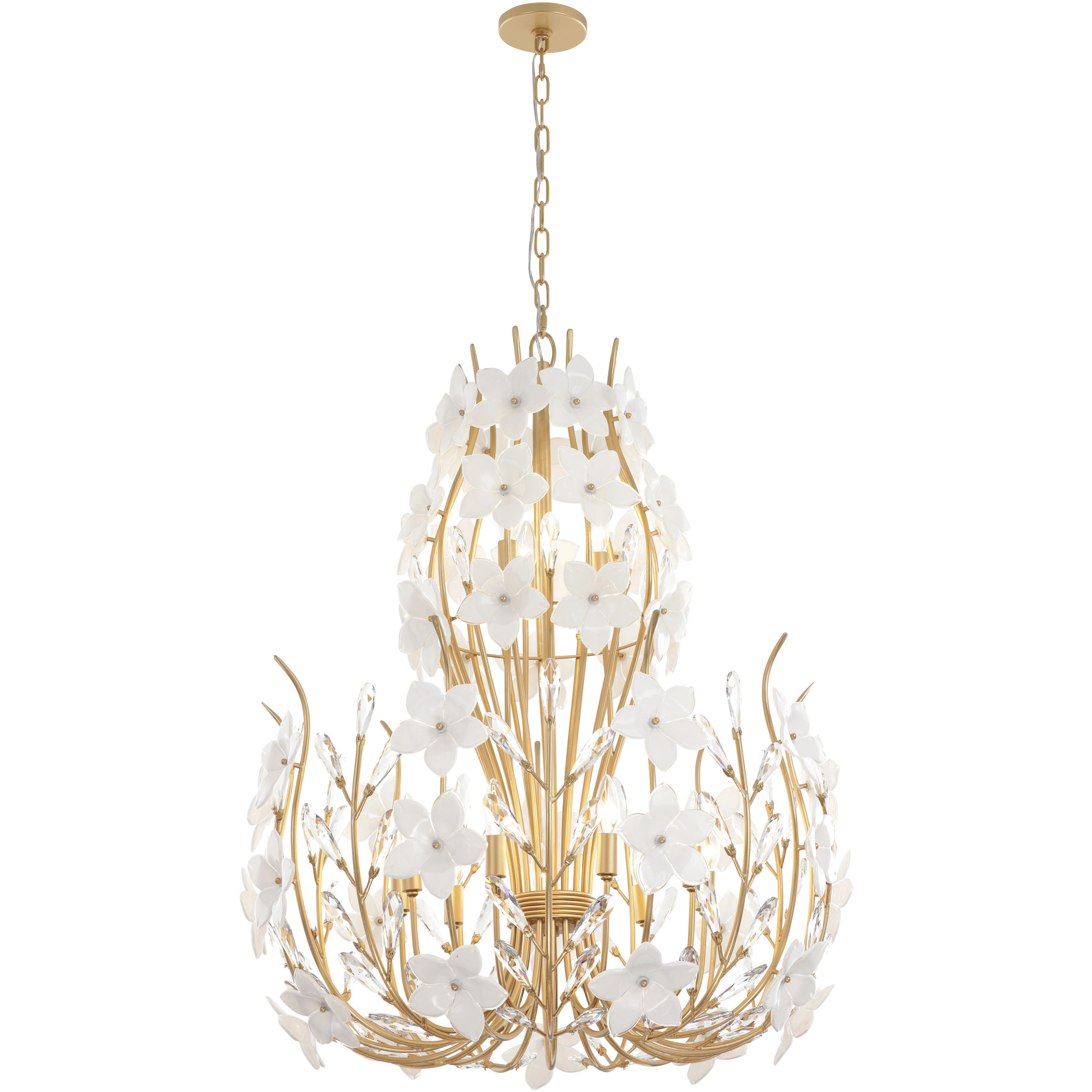 Petal Court 12 Light 32 inch French Gold Chandelier Ceiling Light