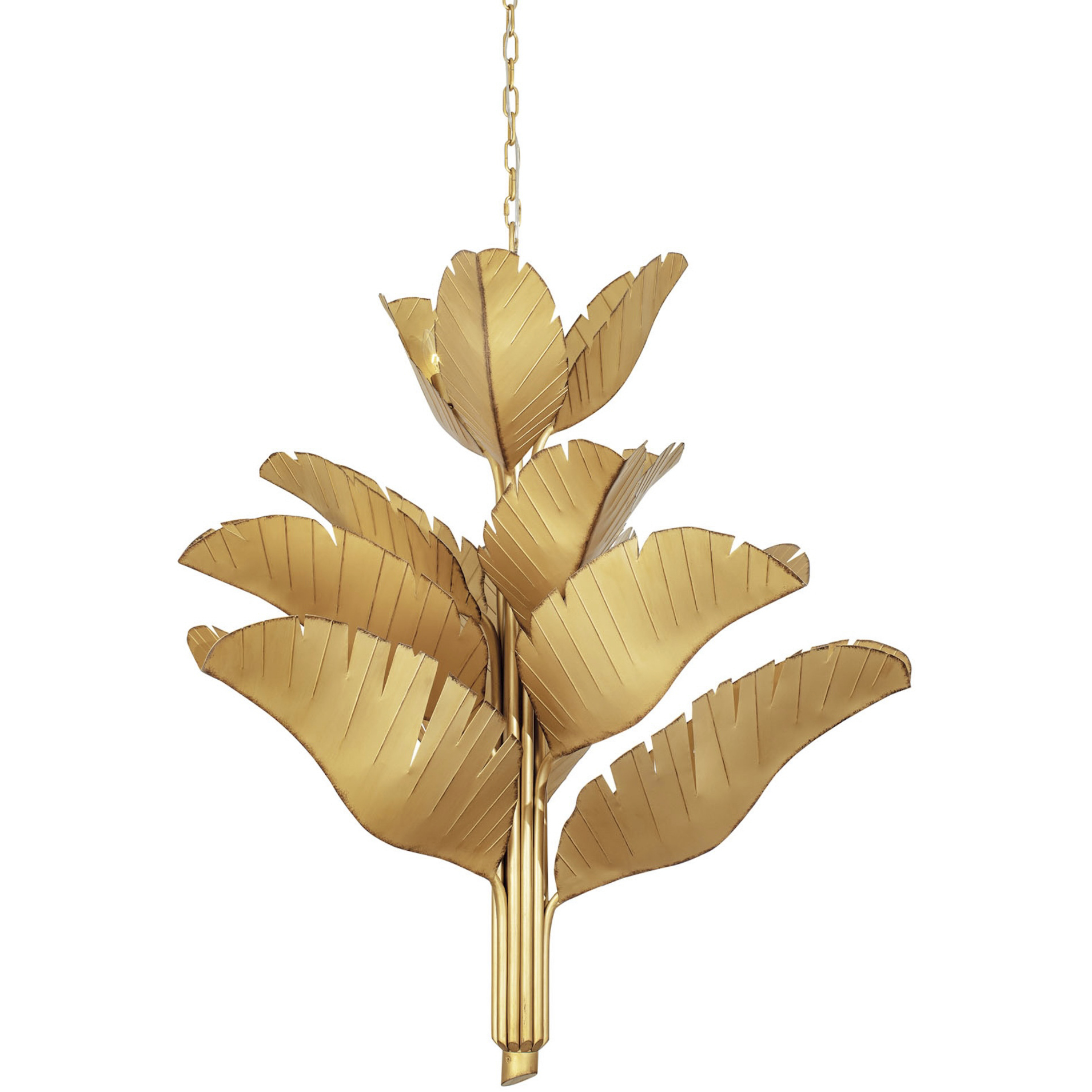 Banana Leaf 12 Light 44 inch Gold Chandelier Ceiling Light