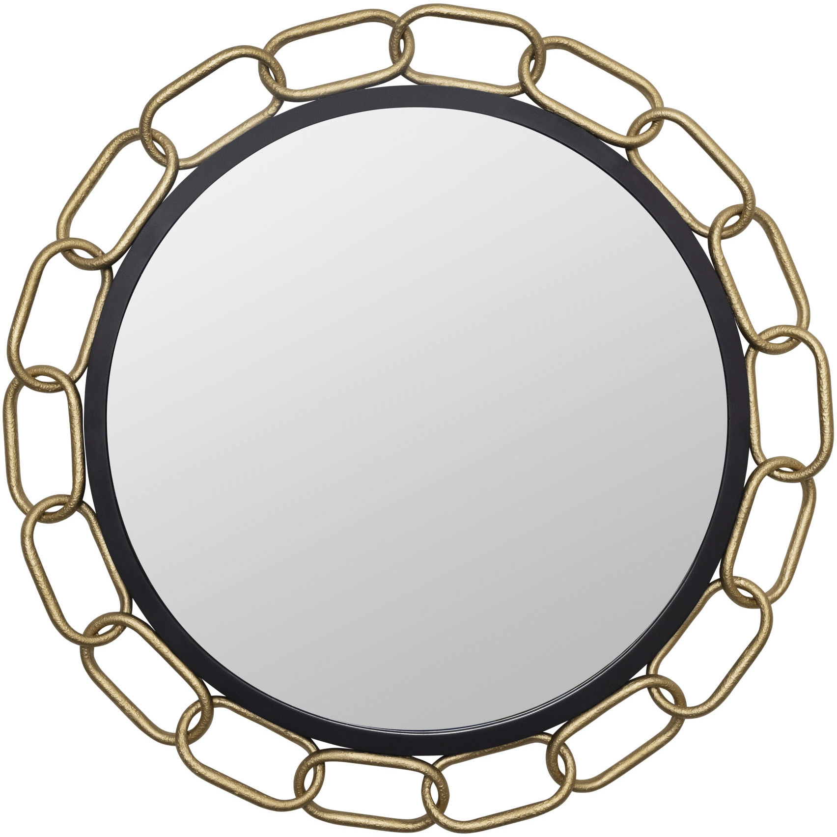 Chains of Love 30 X 30 inch Matte Black and Textured Gold Wall Mirror in Matte Black/Textured Gold