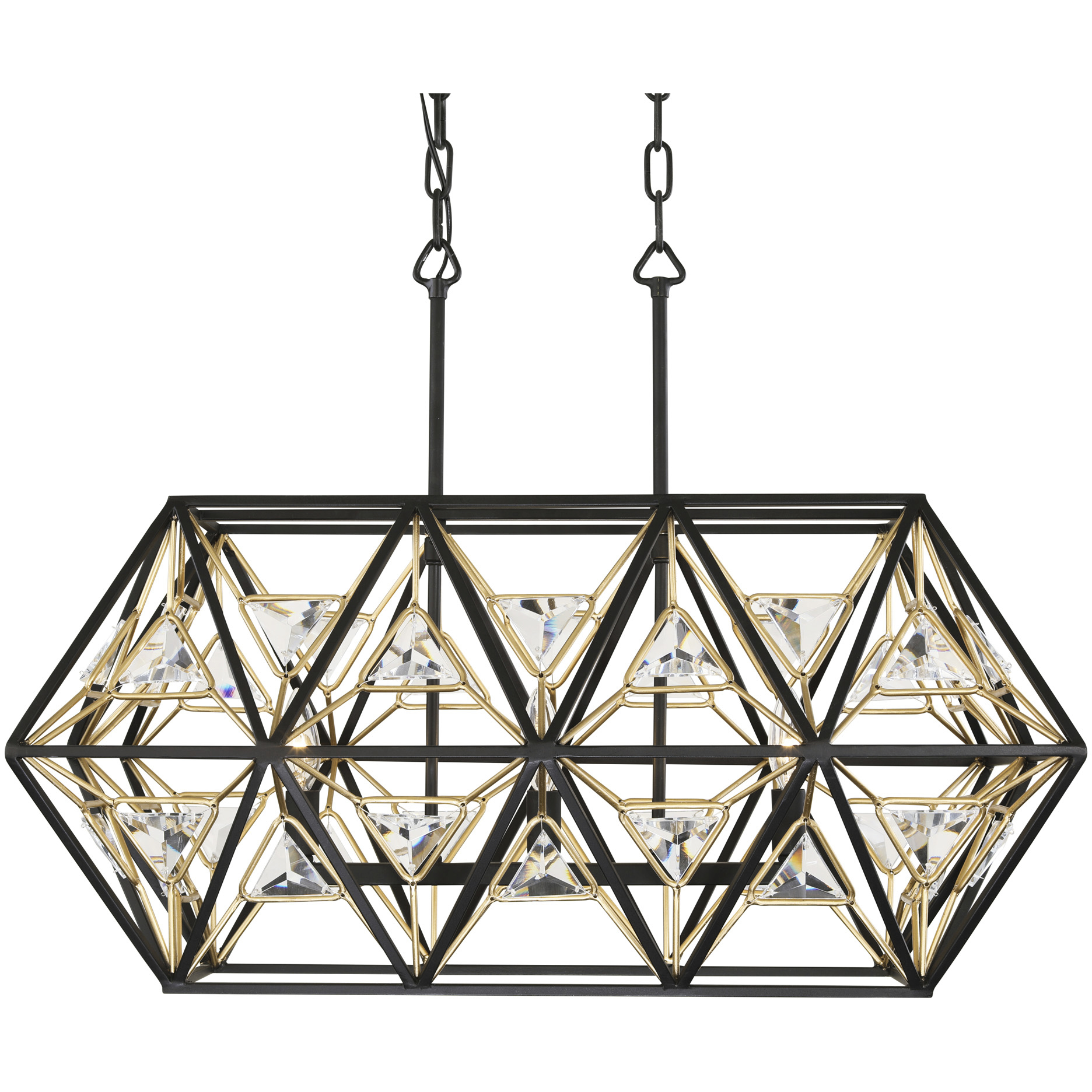 Marcia 3 Light 28 inch Matte Black and French Gold Linear Pendant Ceiling Light