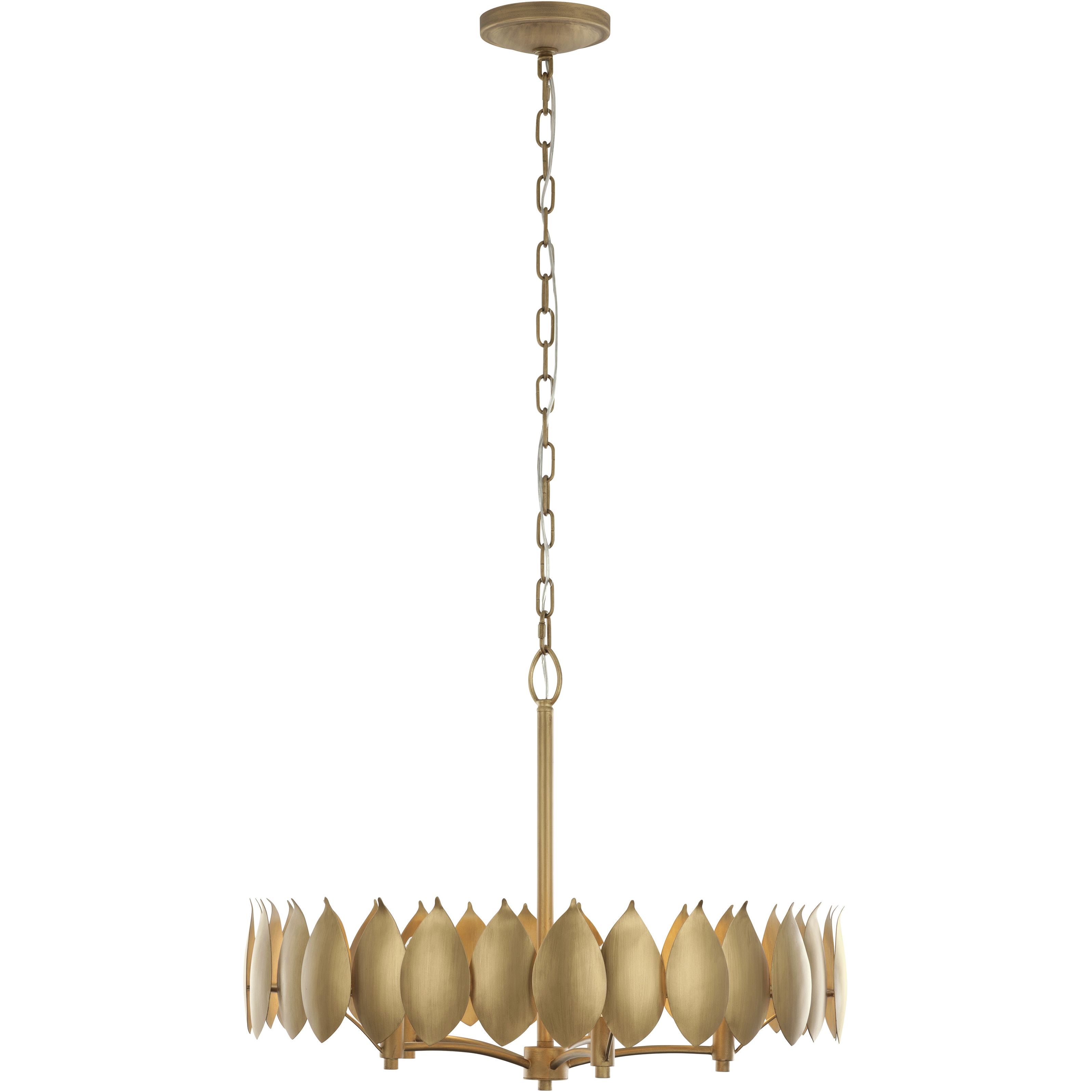Petal Reign 5 Light 26.5 inch Brass Kisser Pendant Ceiling Light