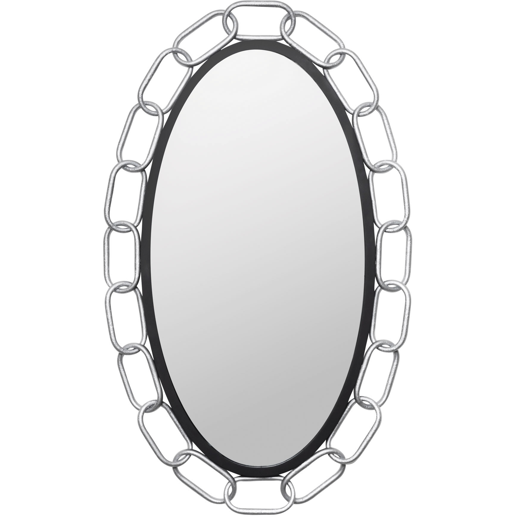 Chains of Love 40 X 24 inch Matte Black and Textured Silver Wall Mirror in Matte Black/Textured Silver