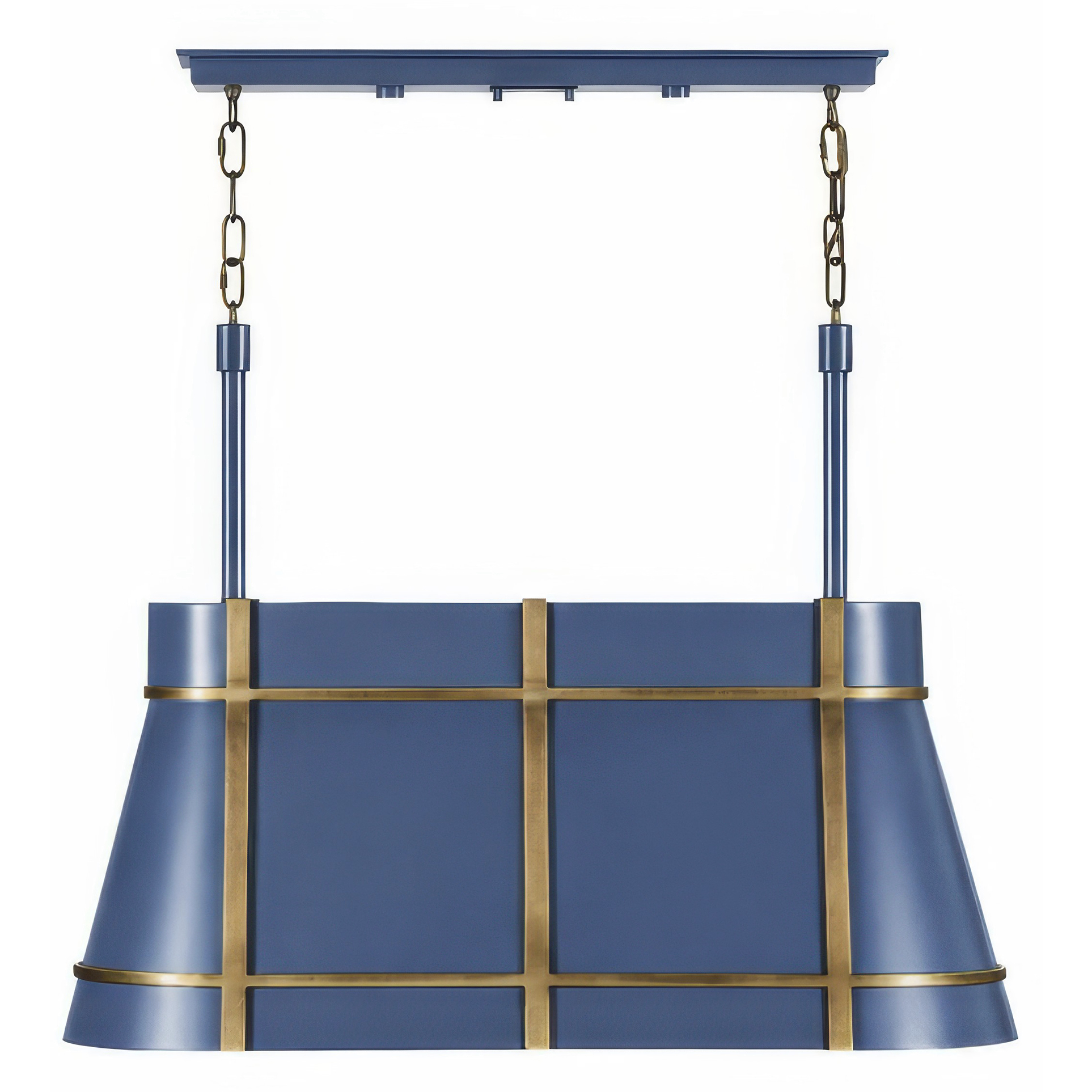 Brasserie 3 Light 32.5 inch French Blue and Heritage Bronze Linear Pendant Ceiling Light
