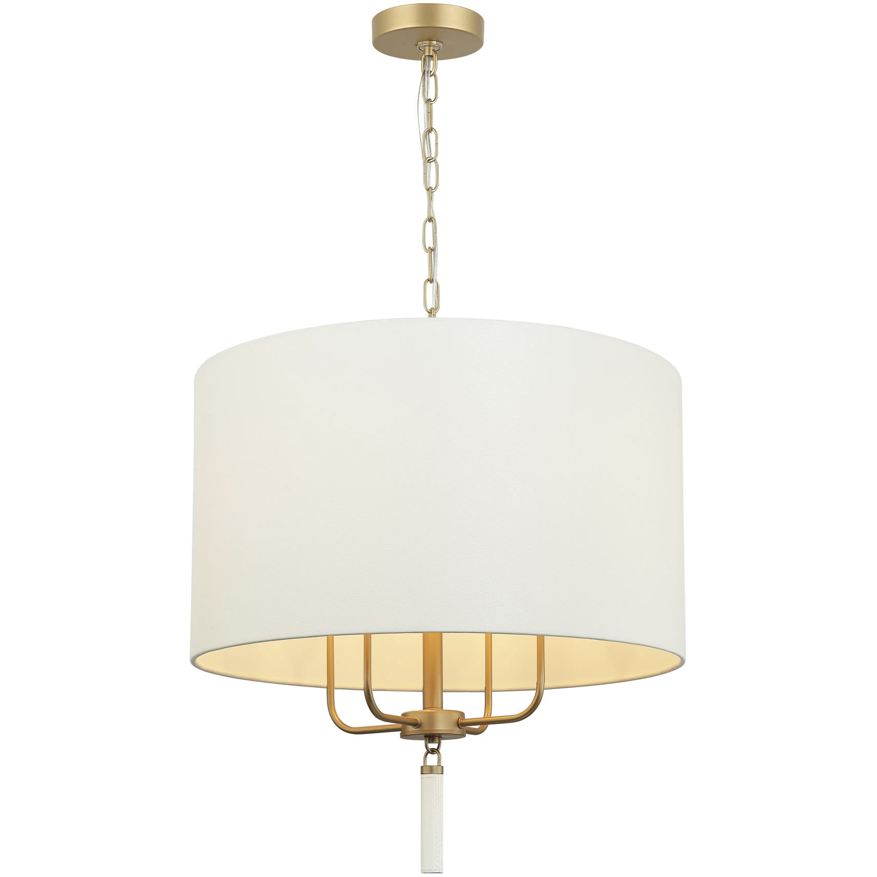 Secret Agent 4 Light 24 inch Gold and White Leather Pendant Ceiling Light
