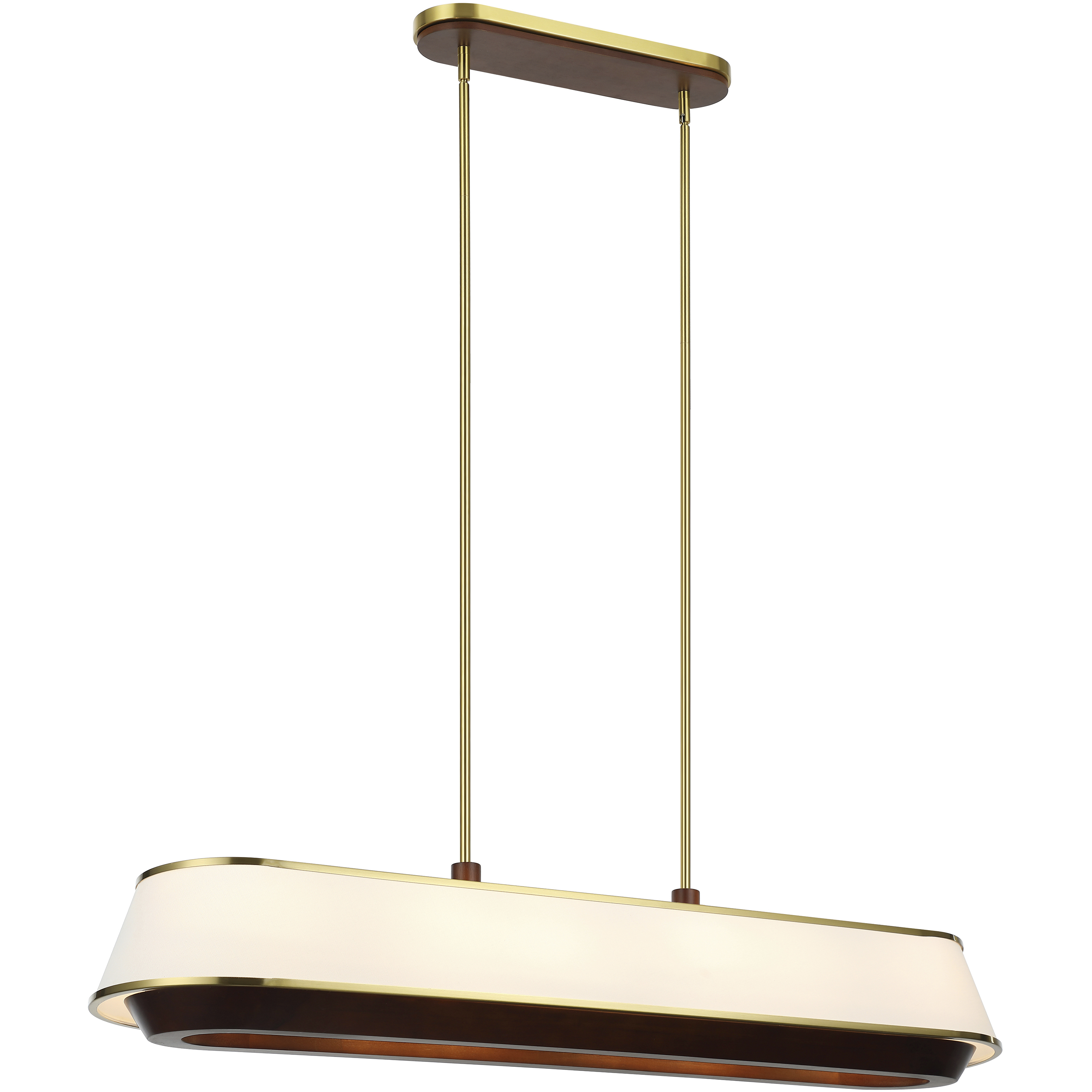 Desert Flyer 6 Light 48 inch Satin Brass and Medium Walnut Linear Pendant Ceiling Light