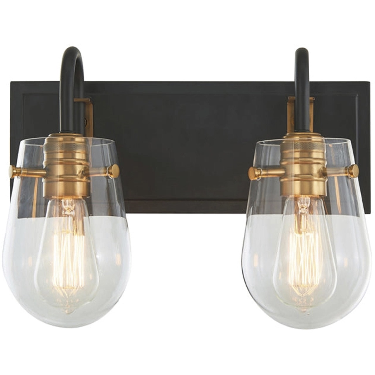 Bromyard 2 Light 16.4 inch Matte Black and Aged Brass Bath Vanity Wall Light, Luz Studio