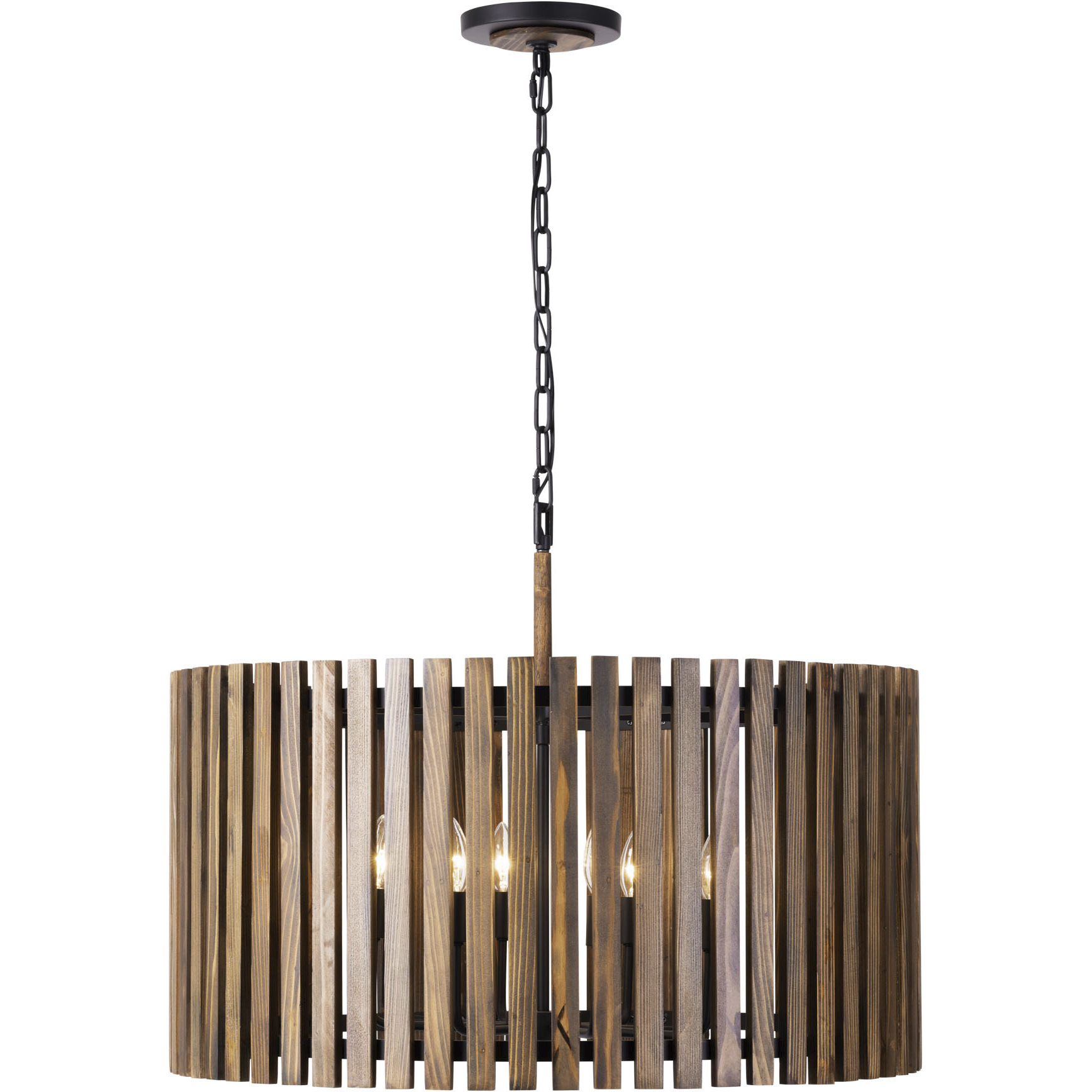 Suratto 8 Light 30 inch Matte Black and Medium Walnut Pendant Ceiling Light in Matte Black/Medium Walnut