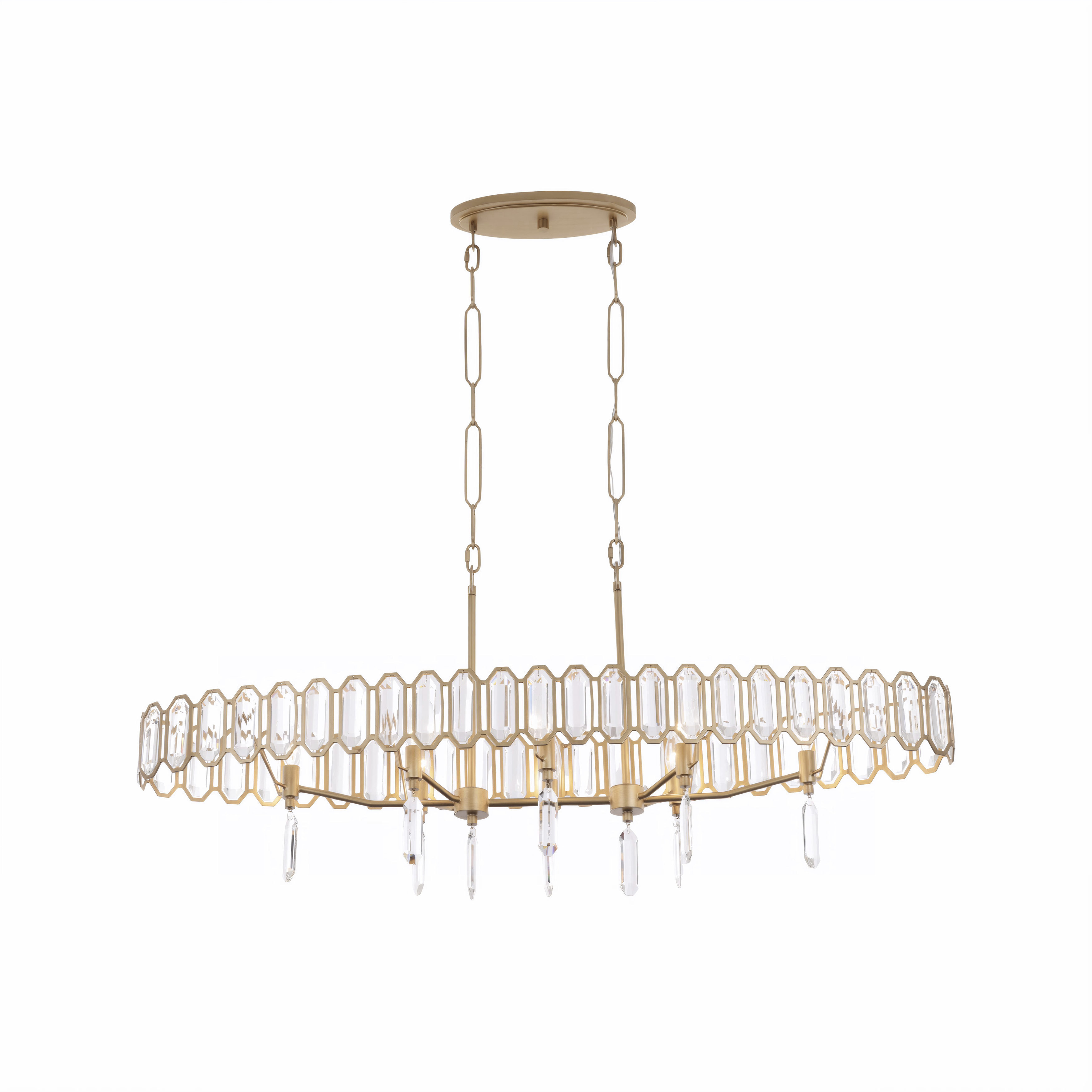 Drama Club 8 Light 48 inch Brass Kisser Linear Pendant Ceiling Light