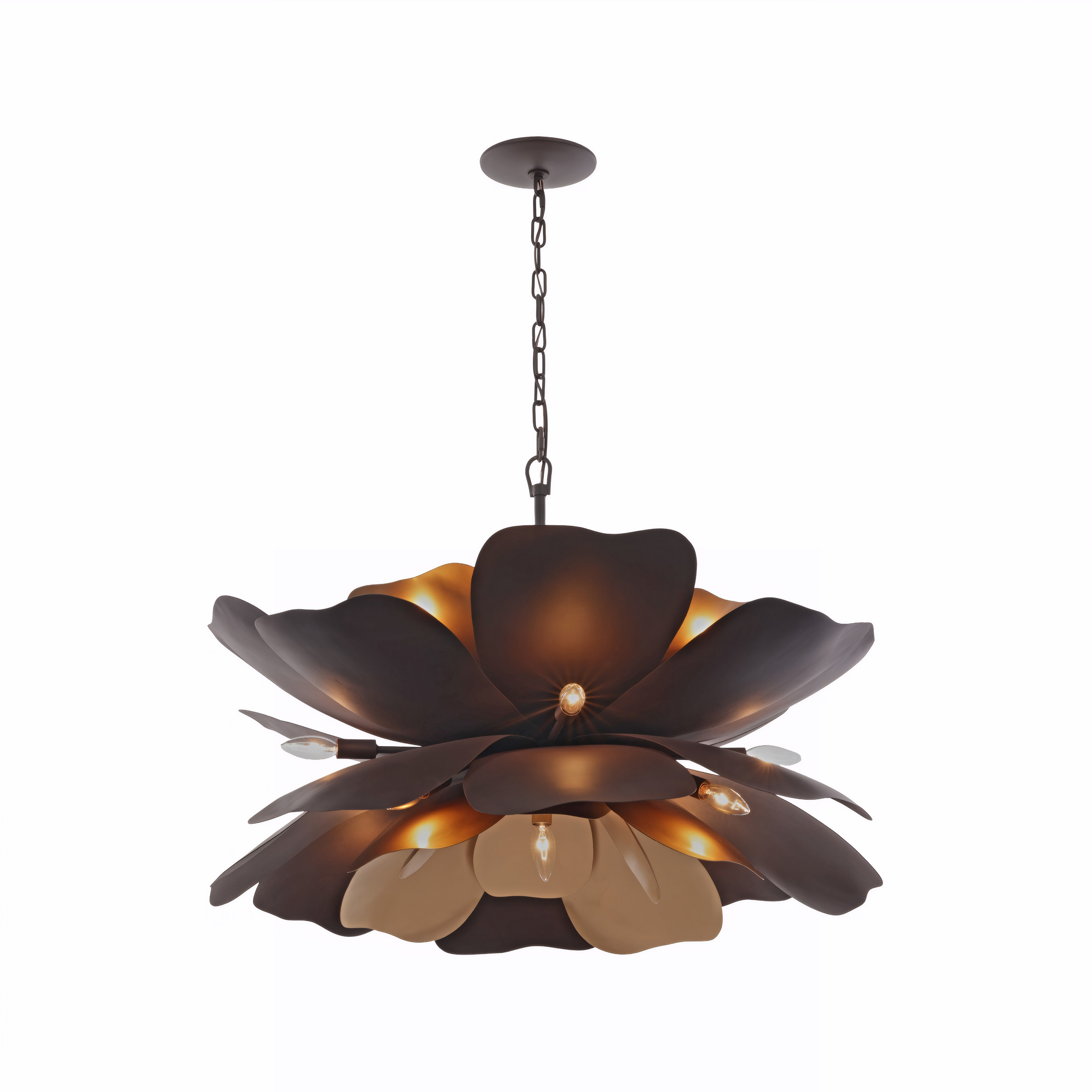 Botanic Panic 13 Light 36 inch Dark Bronze and French Gold Pendant Ceiling Light