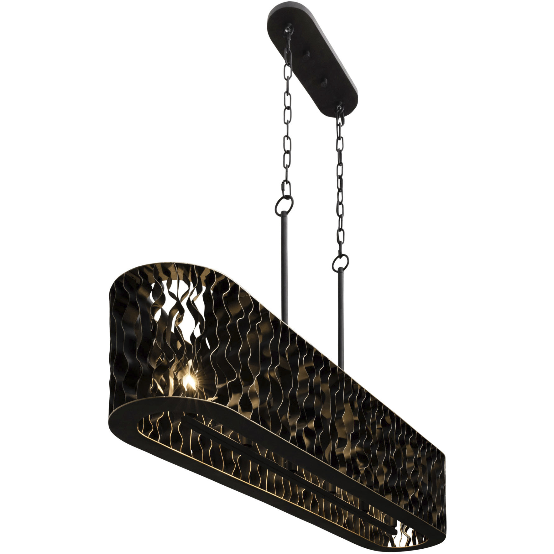 Estela 6 Light 48 inch Matte Black and French Gold Linear Pendant Ceiling Light, Smithsonian Collaboration