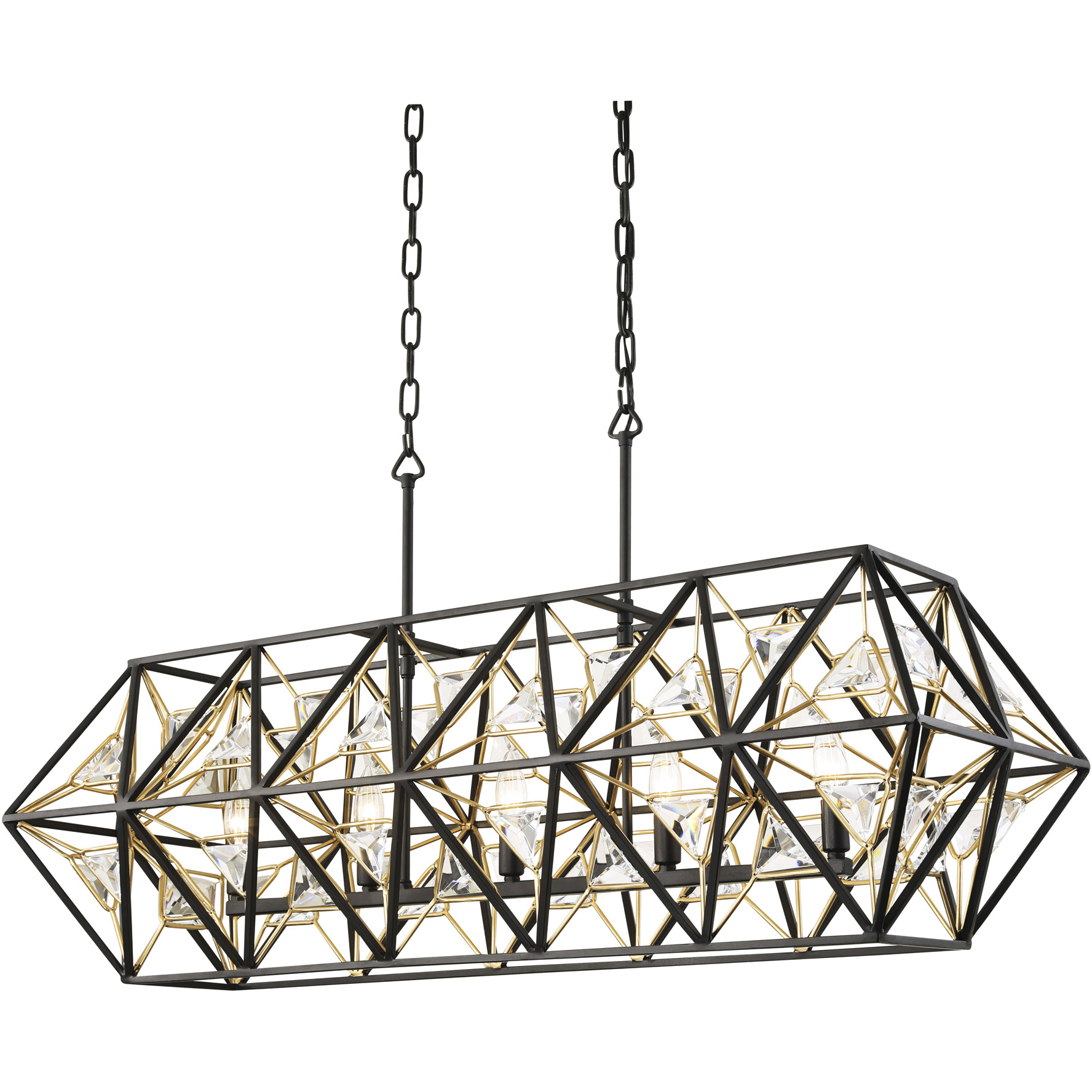 Marcia 5 Light 42 inch Matte Black and French Gold Linear Pendant Ceiling Light