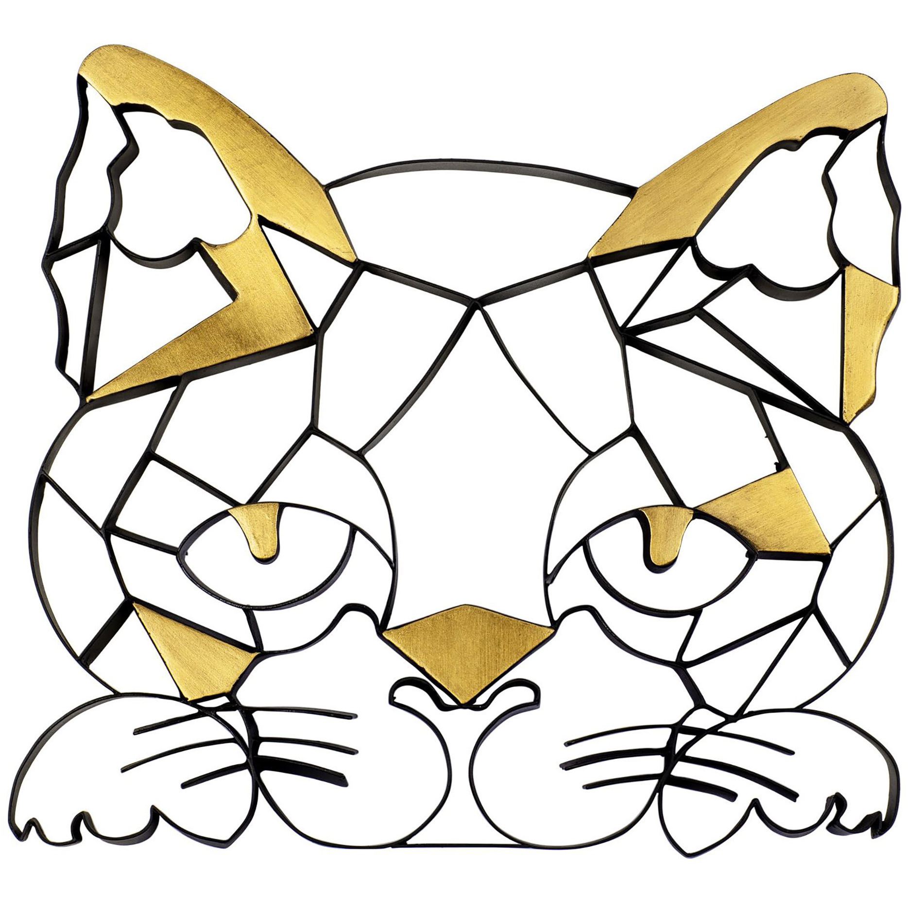 Geometric Animal Kingdom Matte Black Sand Cat Wall Art, Smithsonian Collaboration