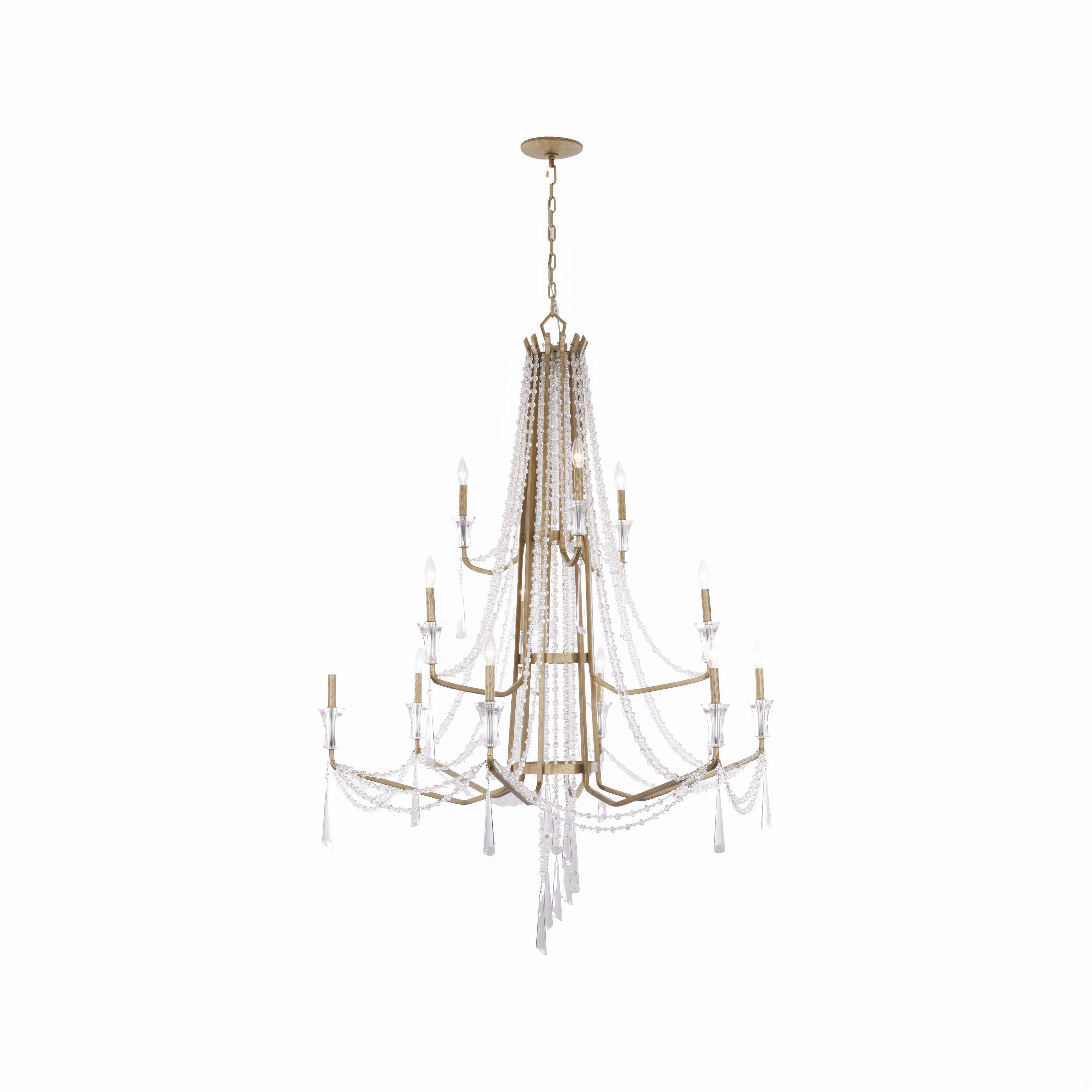 Barcelona 12 Light 44 inch Brass Kisser Chandelier Ceiling Light