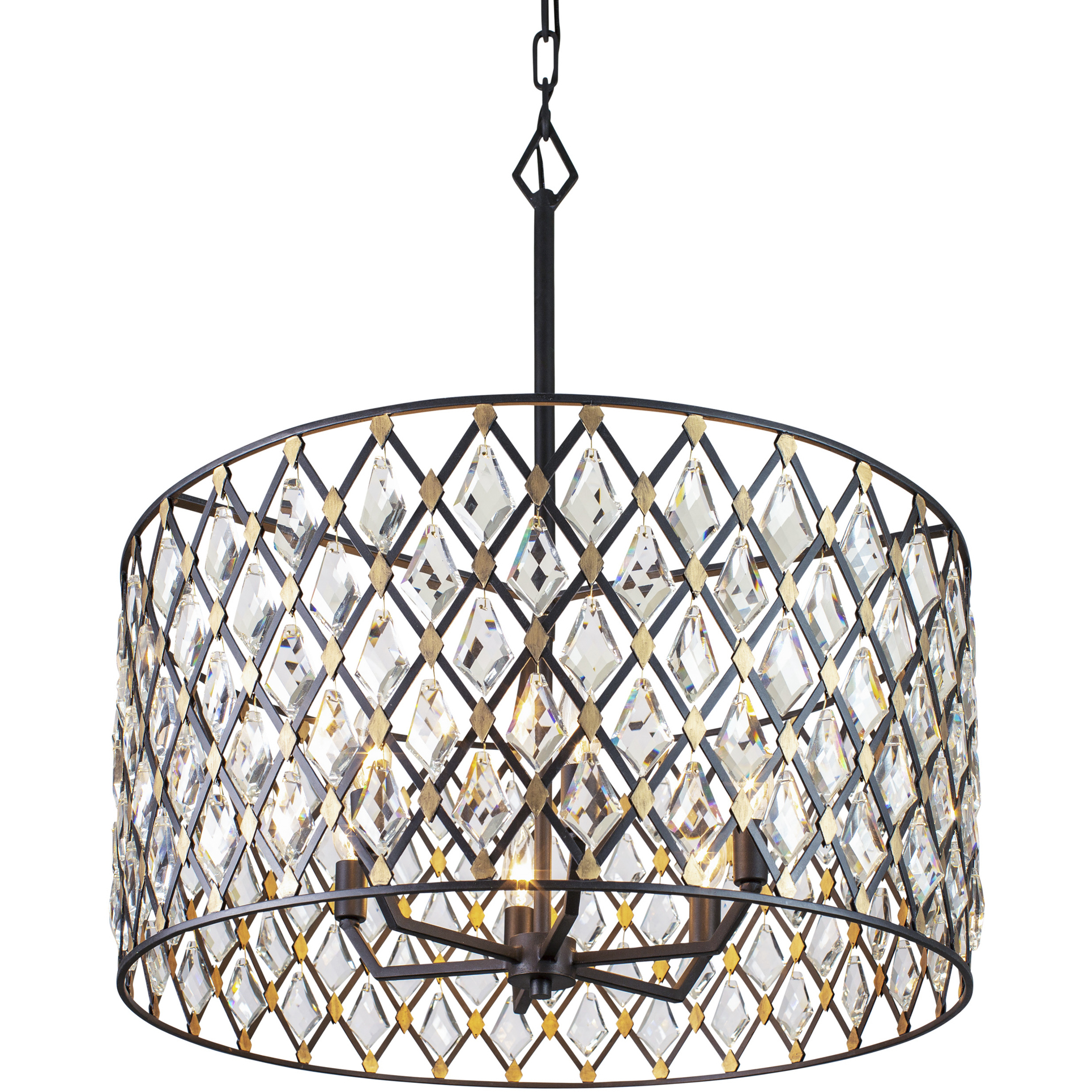 Windsor 6 Light 25 inch Carbon and Havana Gold Pendant Ceiling Light