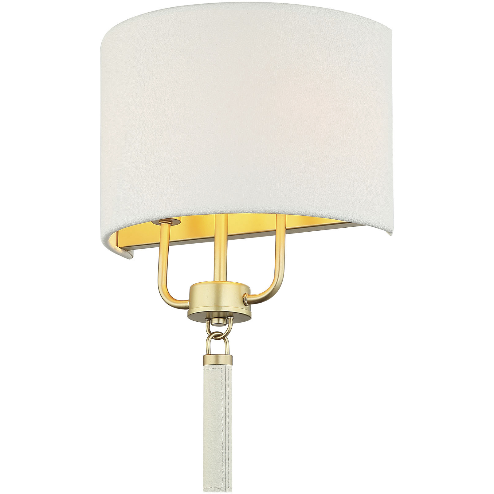 Secret Agent 2 Light 12 inch Gold and White Leather Wall Sconce Wall Light