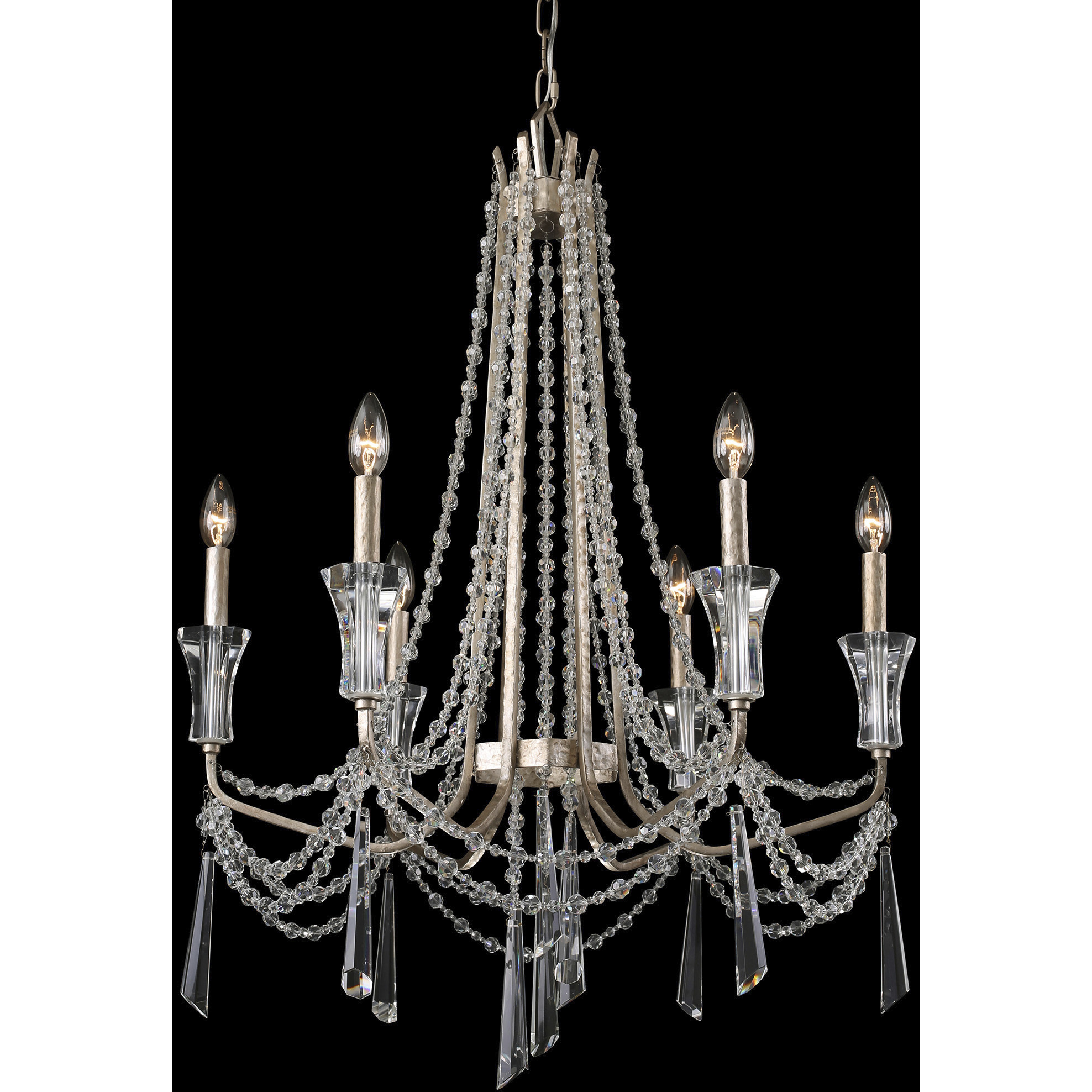 Barcelona 6 Light 27 inch Transcend Silver Chandelier Ceiling Light