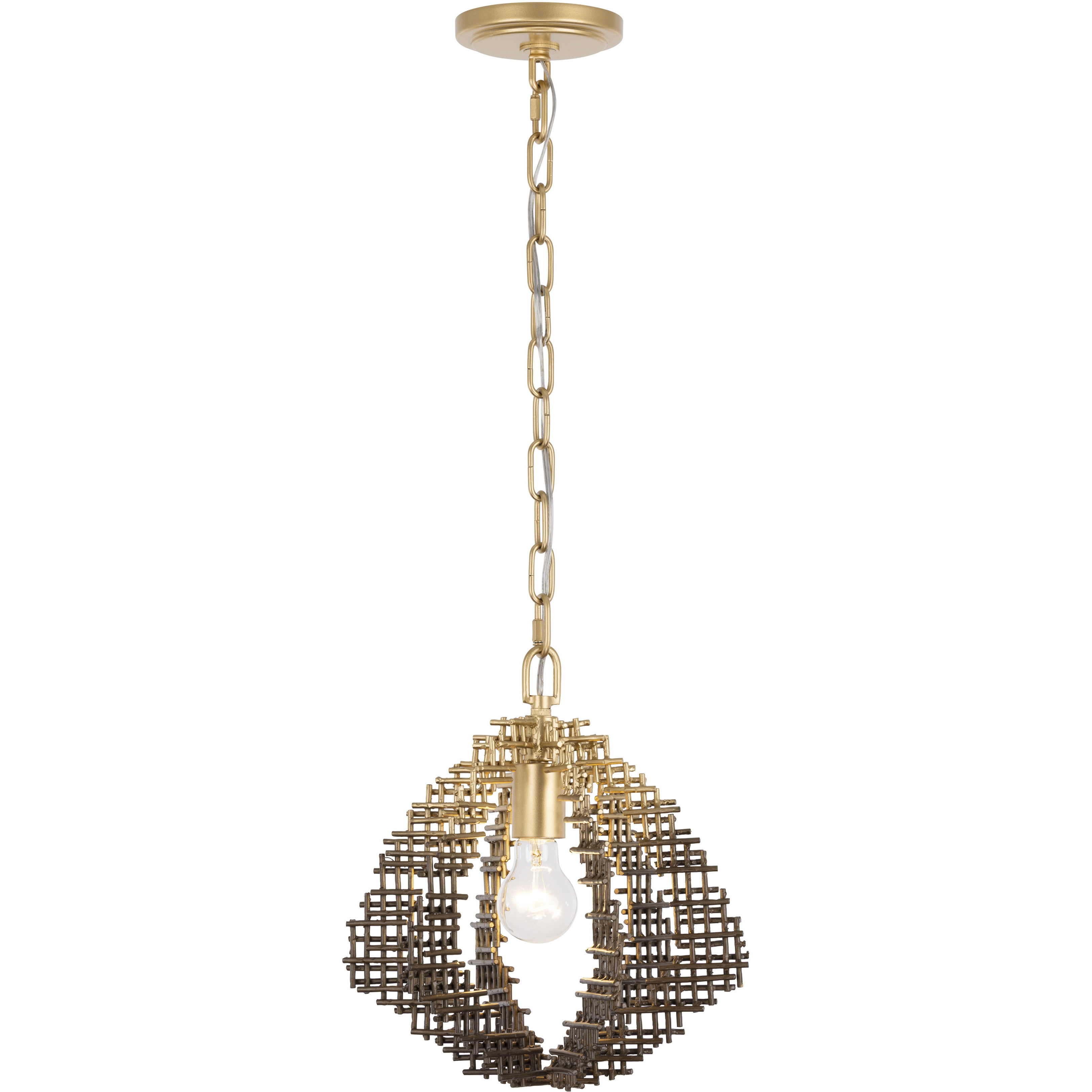 Construct 1 Light 12 inch Dark Bronze and French Gold Pendant Ceiling Light